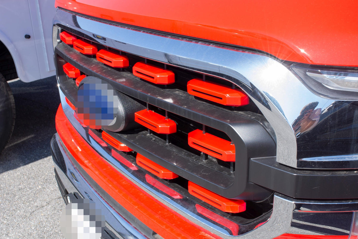 Gloss Race Red Grille Insert Trim Compatible with 2021-2023 Ford F-150 XL/XLT - Adhesive Backed Custom Fit Overlay