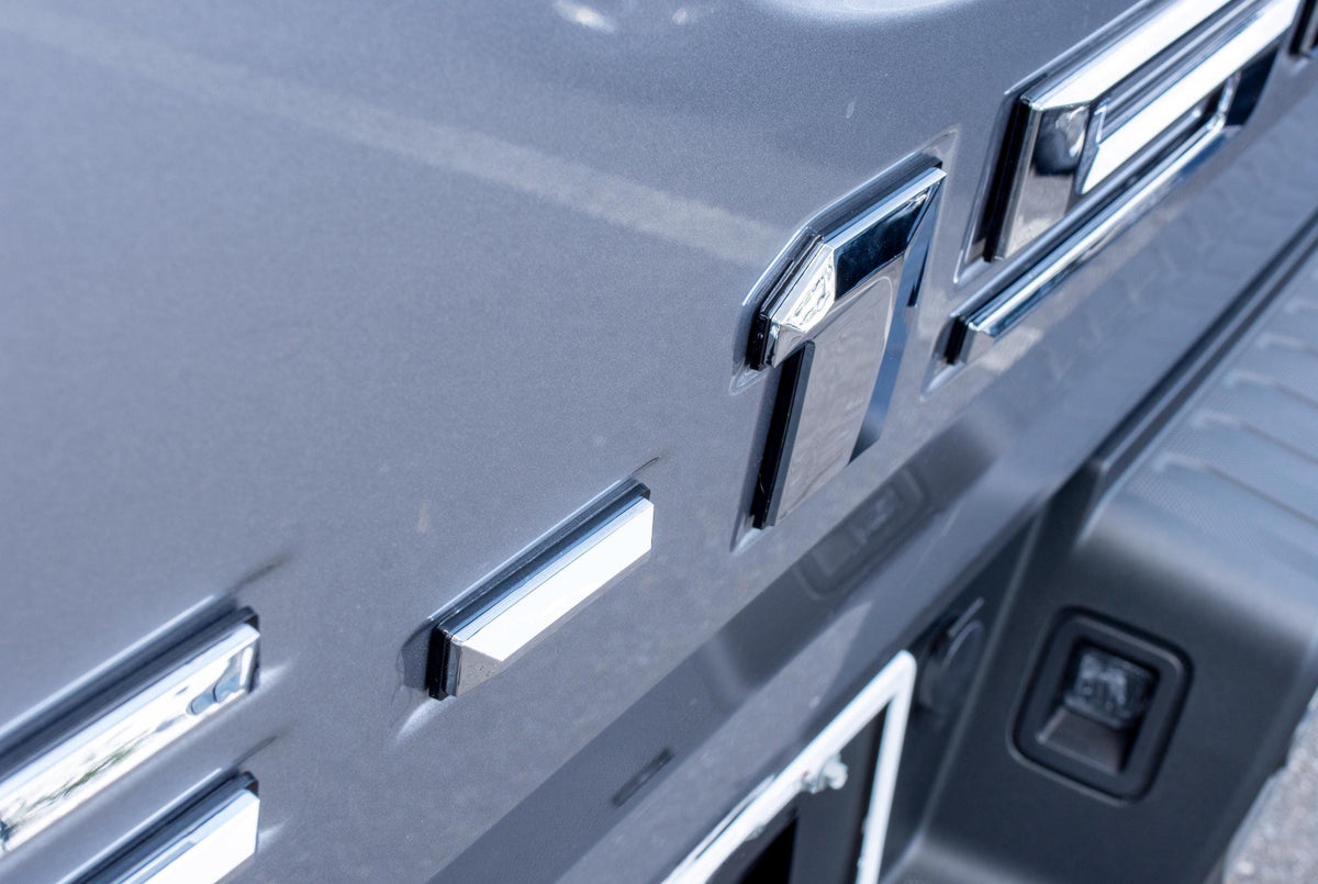 Chrome on Black Raised Tailgate Insert Letters Tailgate Letters Insert Plastic Badge Fits 2021-2025 Ford F-150 F150 Protailgate Pro Tailgate