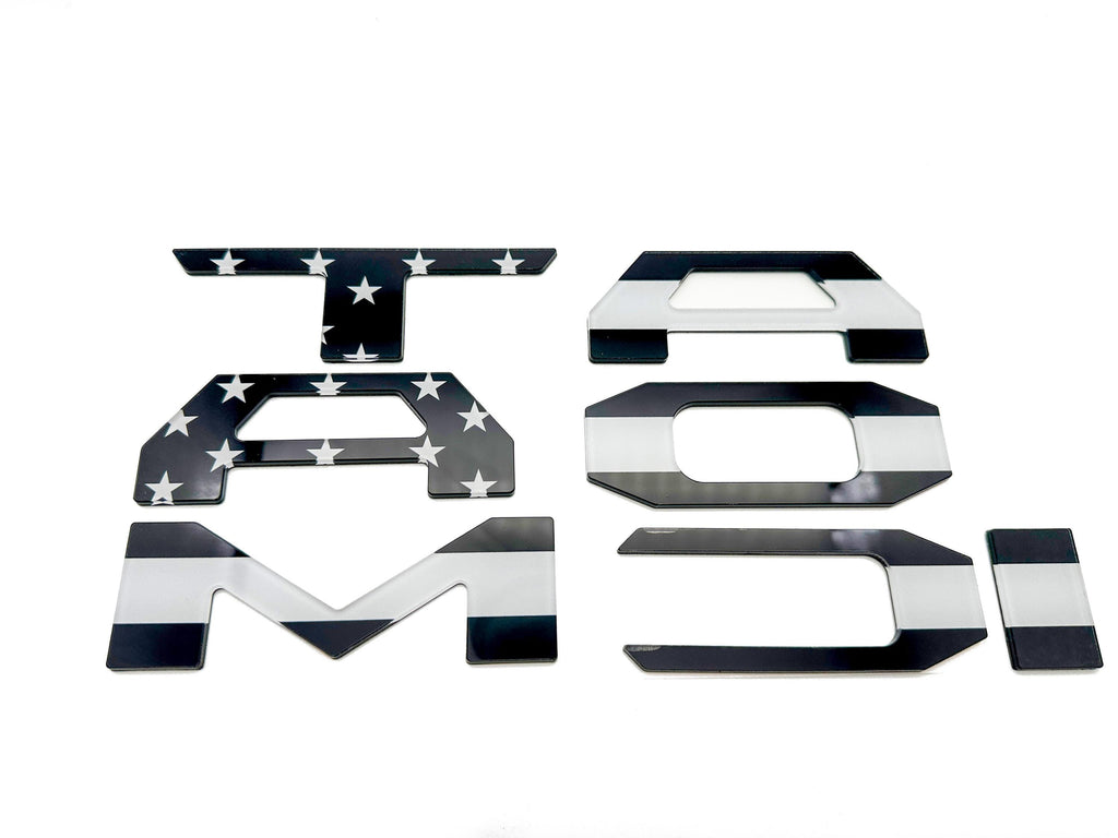 Black Flag Raised Tailgate Insert Letters Tailgate Letters Insert Plastic ABS Badge Fits 2024-2025 Toyota Tacoma