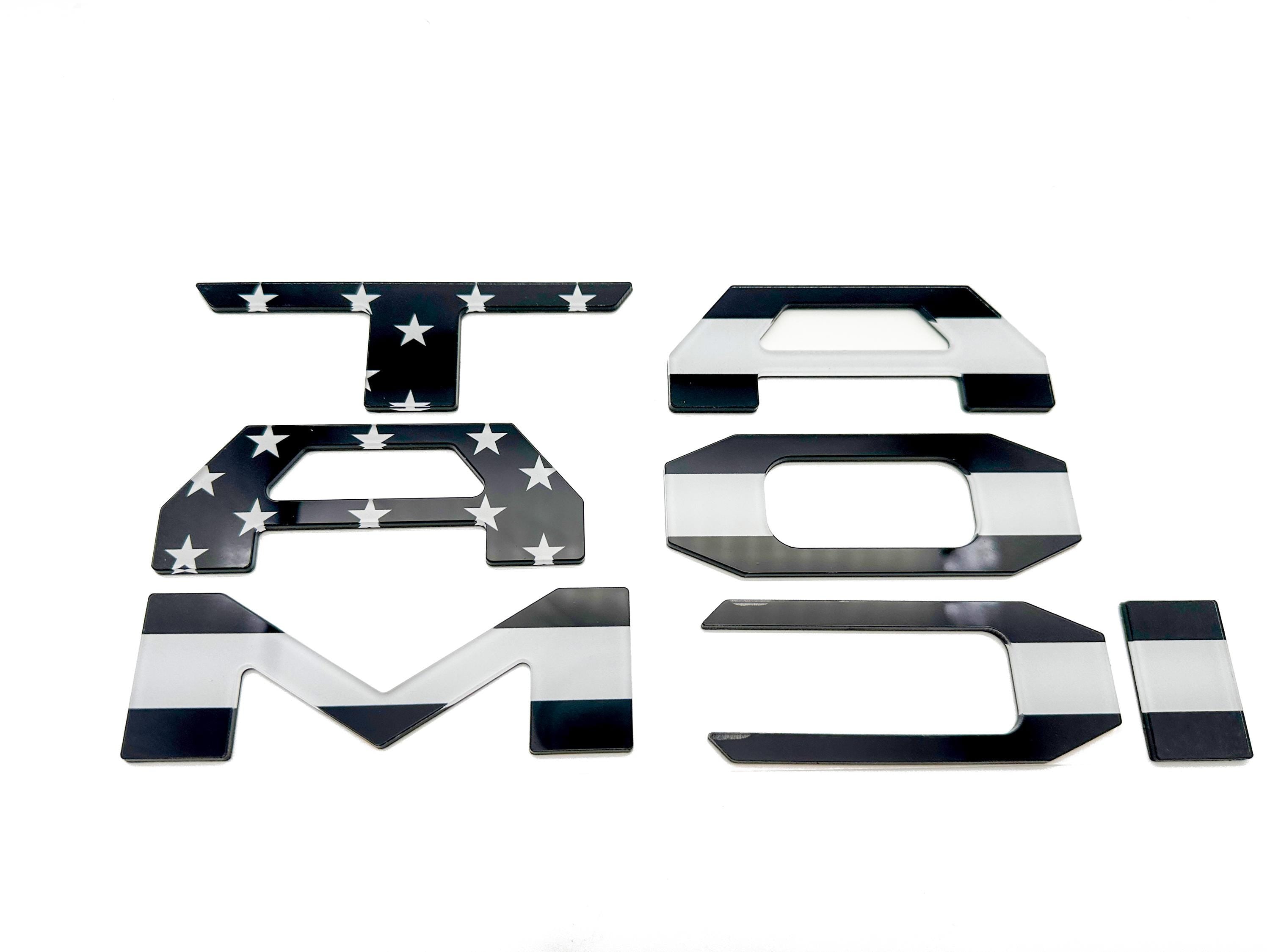 Black Flag Raised Tailgate Insert Letters Tailgate Letters Insert Plastic ABS Badge Fits 2024-2025 Toyota Tacoma