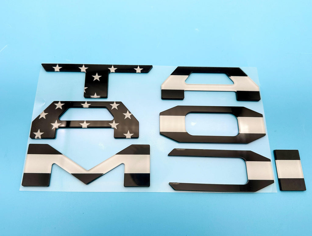 Black Flag Raised Tailgate Insert Letters Tailgate Letters Insert Plastic ABS Badge Fits 2024-2025 Toyota Tacoma