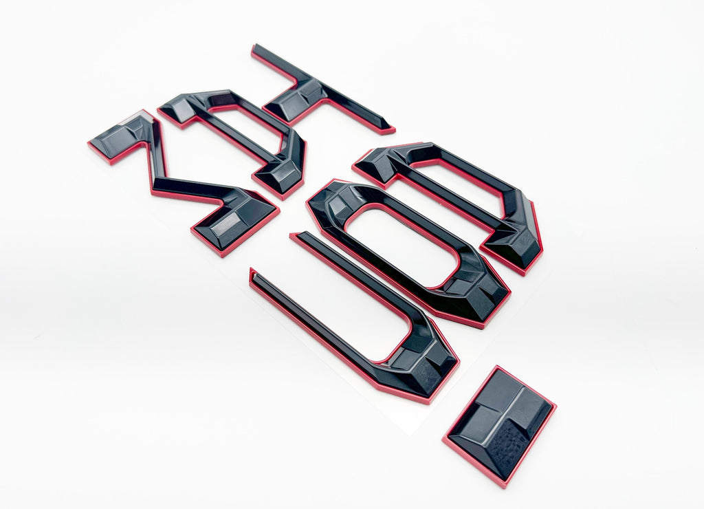 Black with red outline Raised Tailgate Insert Letters Tailgate Letters Insert Plastic ABS Badge Fits 2024-2025 Toyota Tacoma