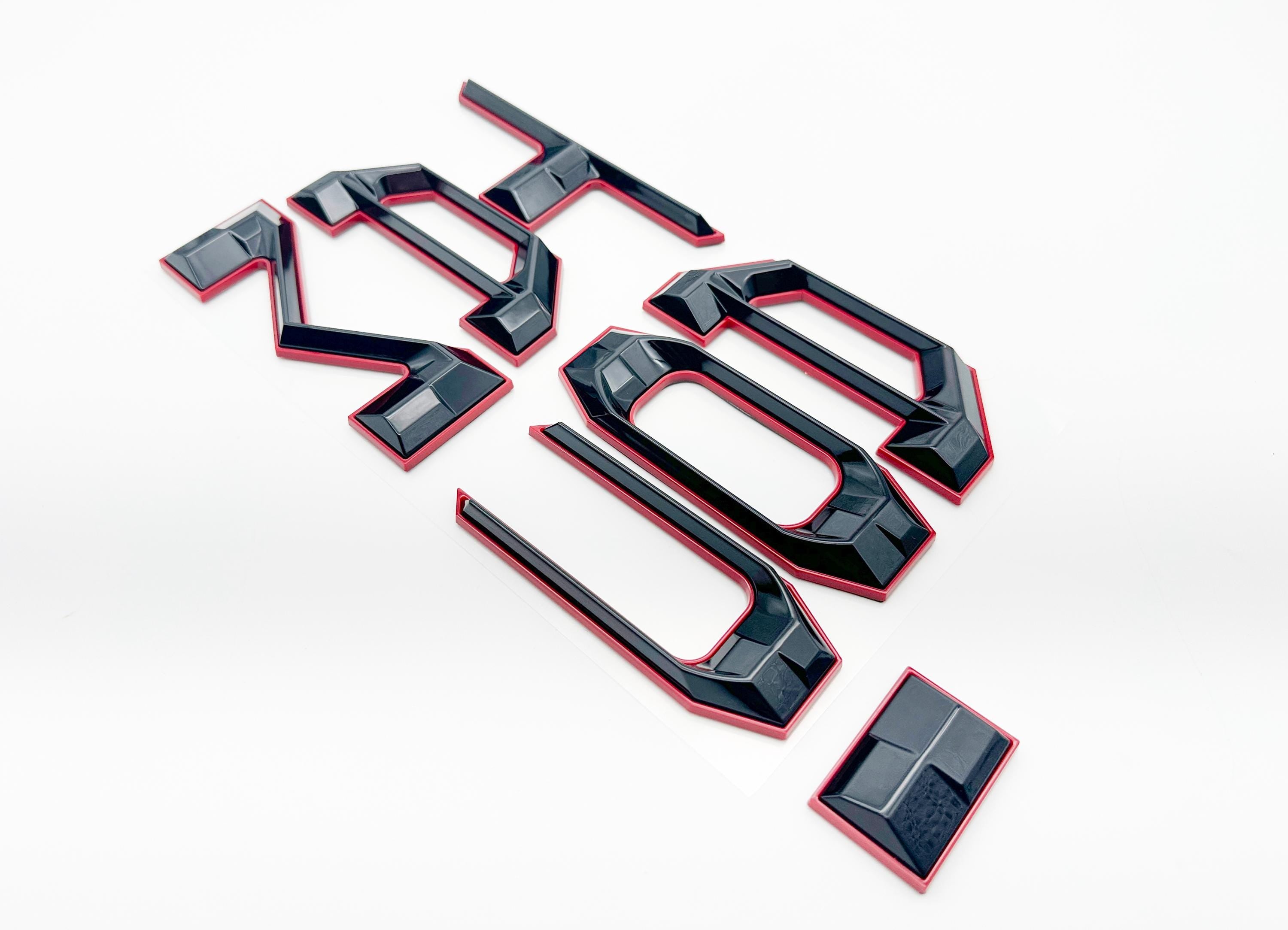 Black with red outline Raised Tailgate Insert Letters Tailgate Letters Insert Plastic ABS Badge Fits 2024-2025 Toyota Tacoma