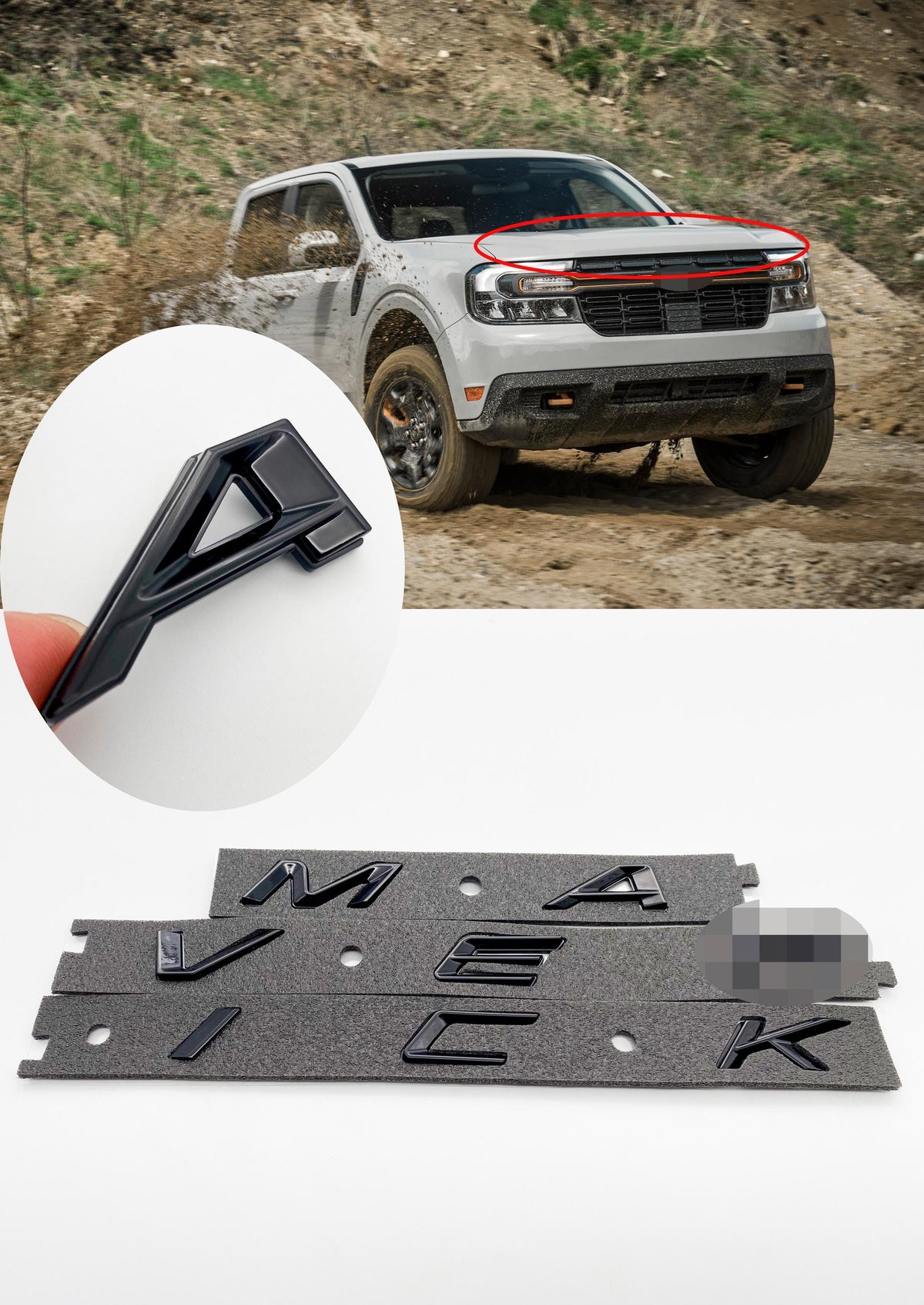 Red Black Hood letters Fits Ford Maverick Hood ABS Decals Made With Premium Plastic 2022-2024 Maverick Decals Insert Letters Sticker