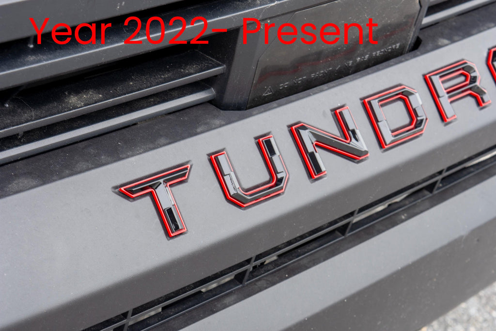 Black with red outline Premium 3D color matched Letters for 2022-2024 Tundra Front Bumper
