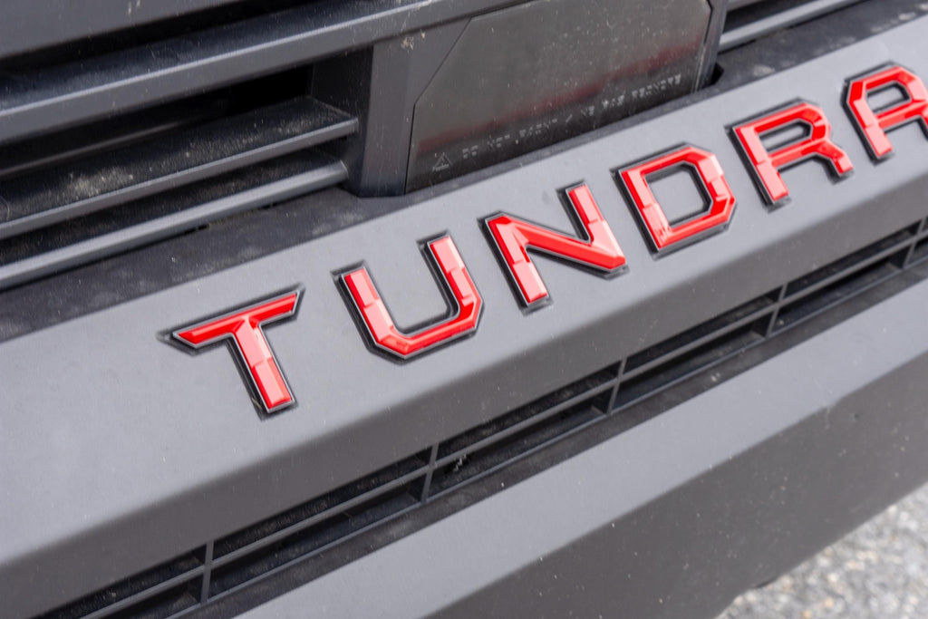 Red with Black outline Premium 3D color matched Letters for 2022-2024 Tundra Front Bumper