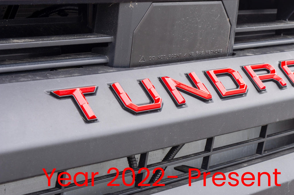 Red with Black outline Premium 3D color matched Letters for 2022-2024 Tundra Front Bumper