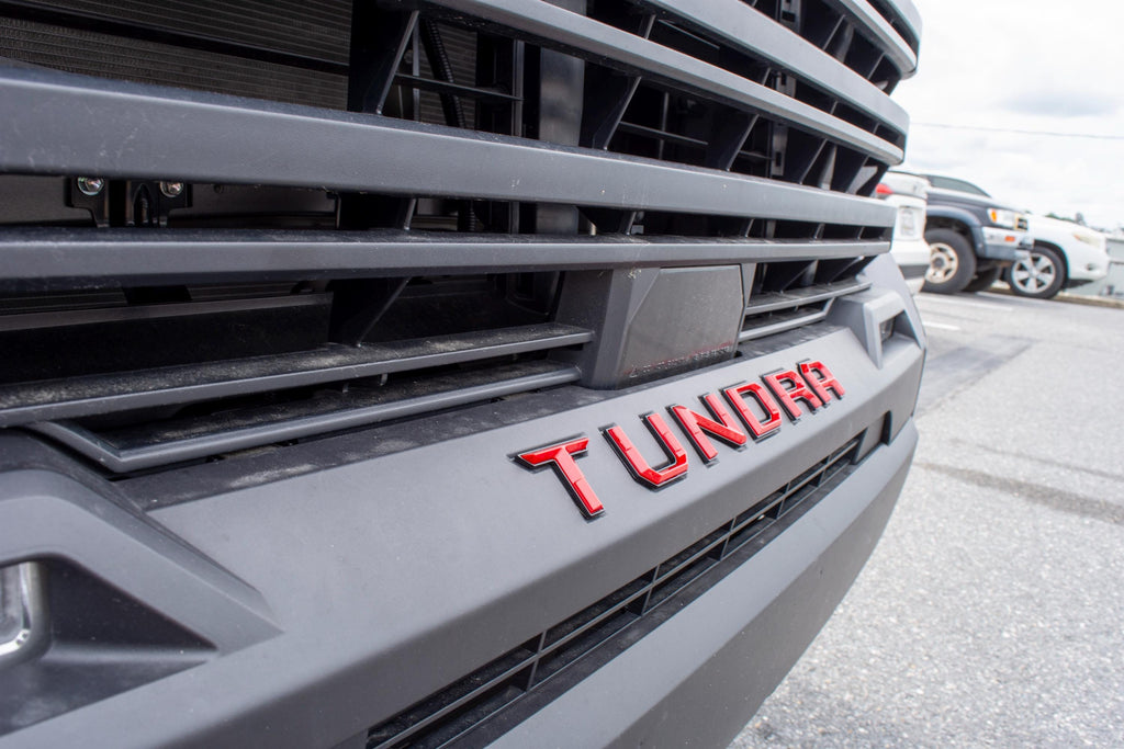 Red with Black outline Premium 3D color matched Letters for 2022-2024 Tundra Front Bumper