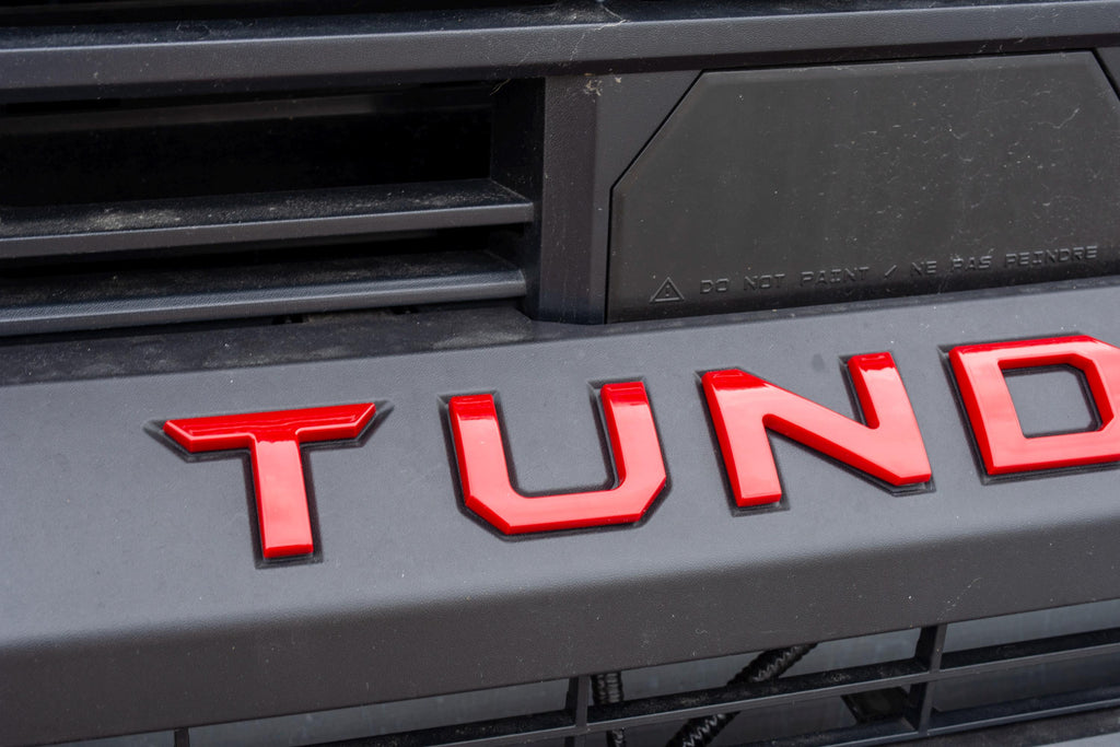 Gloss Red Premium 3D color matched Letters for 2022-2024 Tundra Front Bumper