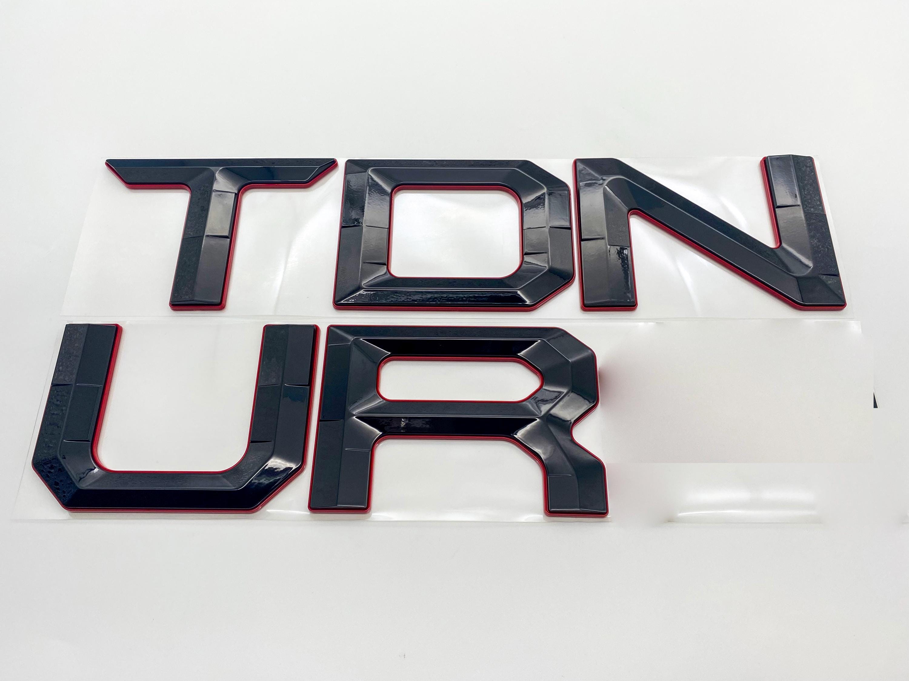 Gloss Black With Red Outline Premium 3D color matched Letters for 2022-2025 Tundra Rear tailgate