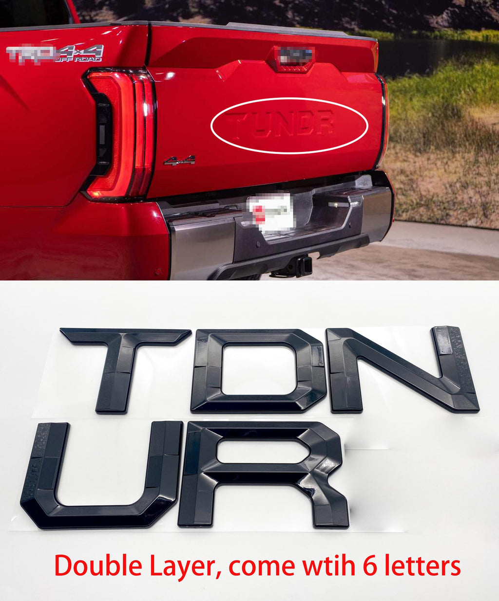 Gloss Black Premium 3D color matched Letters for 2022-2024 Tundra Front Bumper