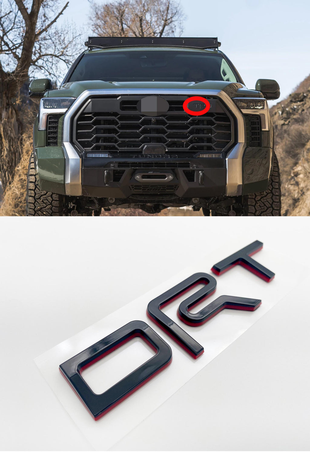 Black with Red outline Fit 2022-2025 Toyota Tundra "TRD" FRONT Grill Decal Inlay Set