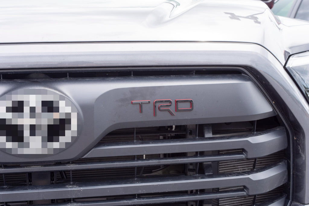 Black with Red outline Fit 2022-2025 Toyota Tundra "TRD" FRONT Grill Decal Inlay Set