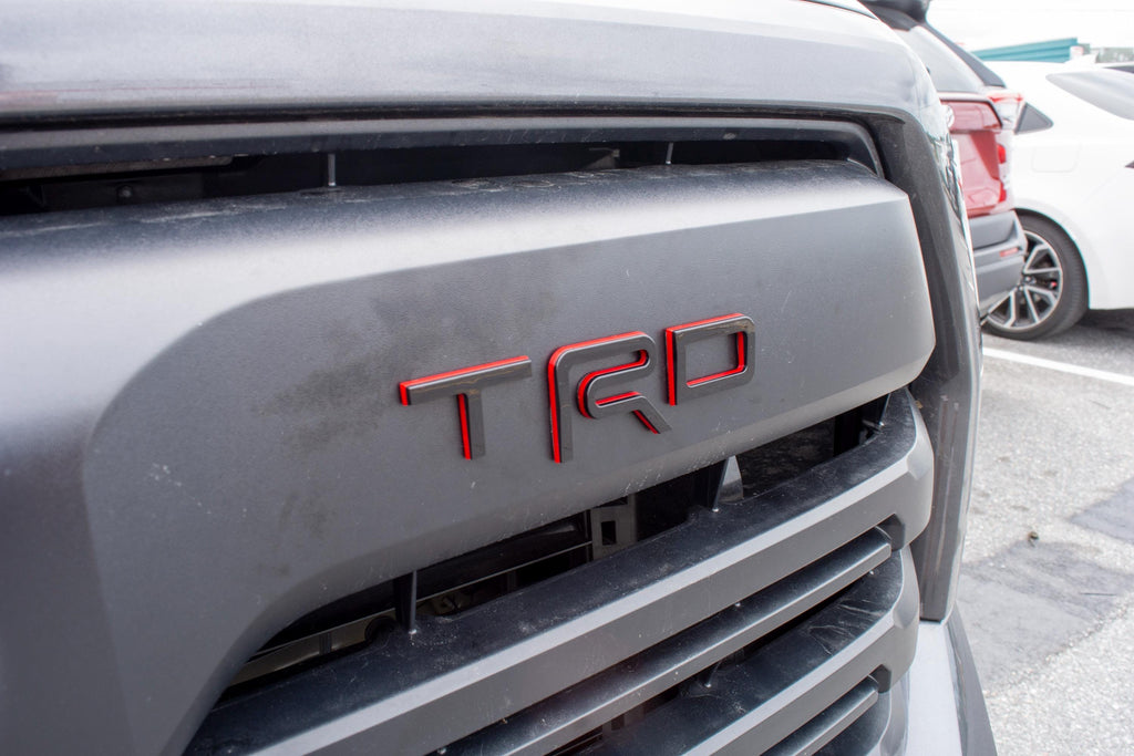 Black with Red outline Fit 2022-2025 Toyota Tundra "TRD" FRONT Grill Decal Inlay Set