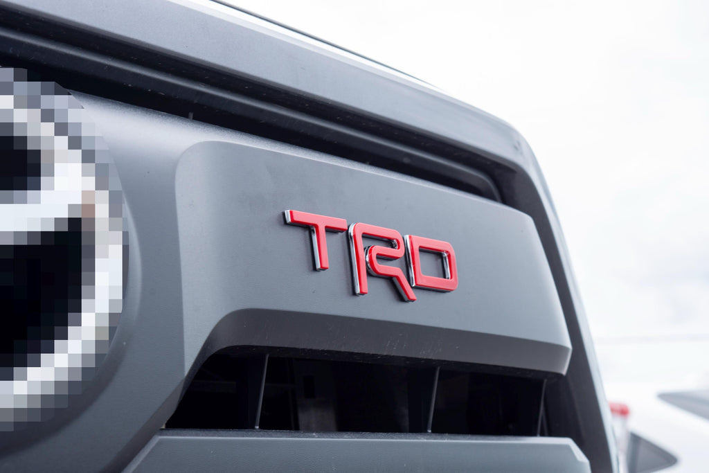 Red with Chrome Outline Fit 2022-2024 Toyota Tundra "TRD" FRONT Grill Decal Inlay Set