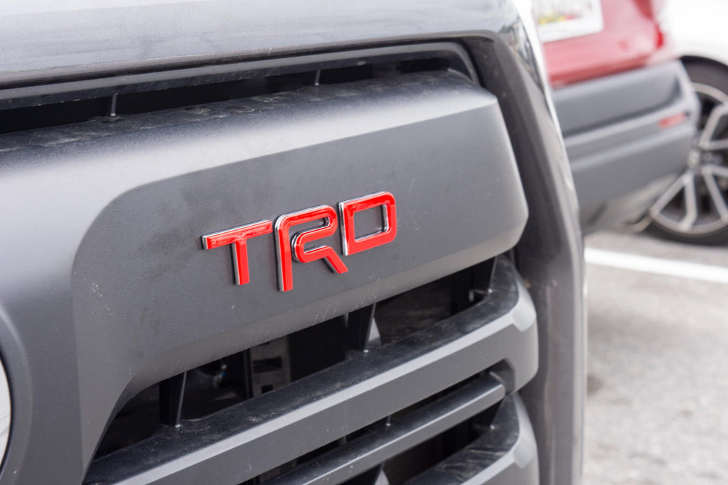 Red with Chrome Outline Fit 2022-2024 Toyota Tundra "TRD" FRONT Grill Decal Inlay Set