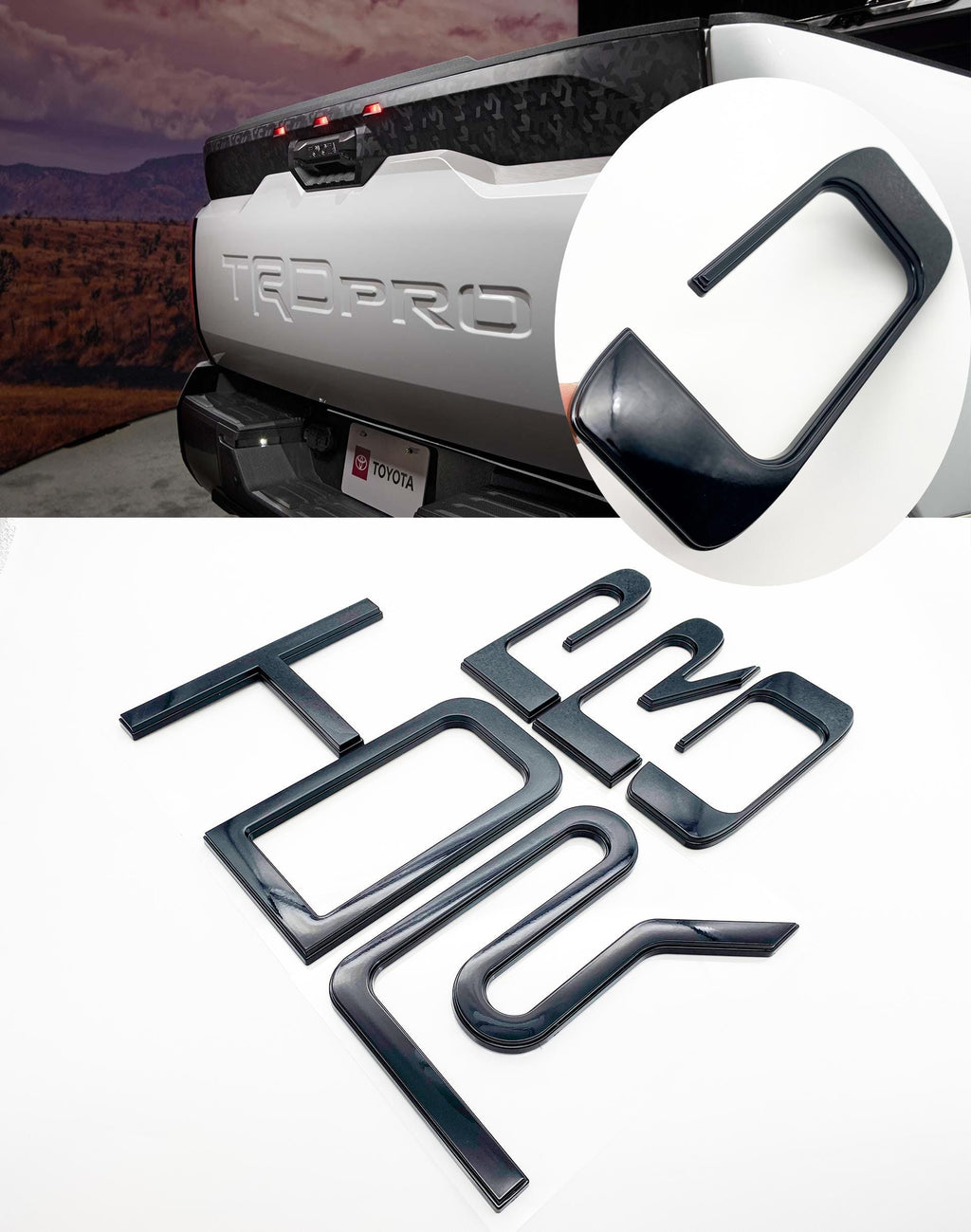 Raised Tailgate Insert Letters Tailgate Letters Insert Plastic ABS Badge Fits 2022+ Tundra TRD Pro Tailgate Decals