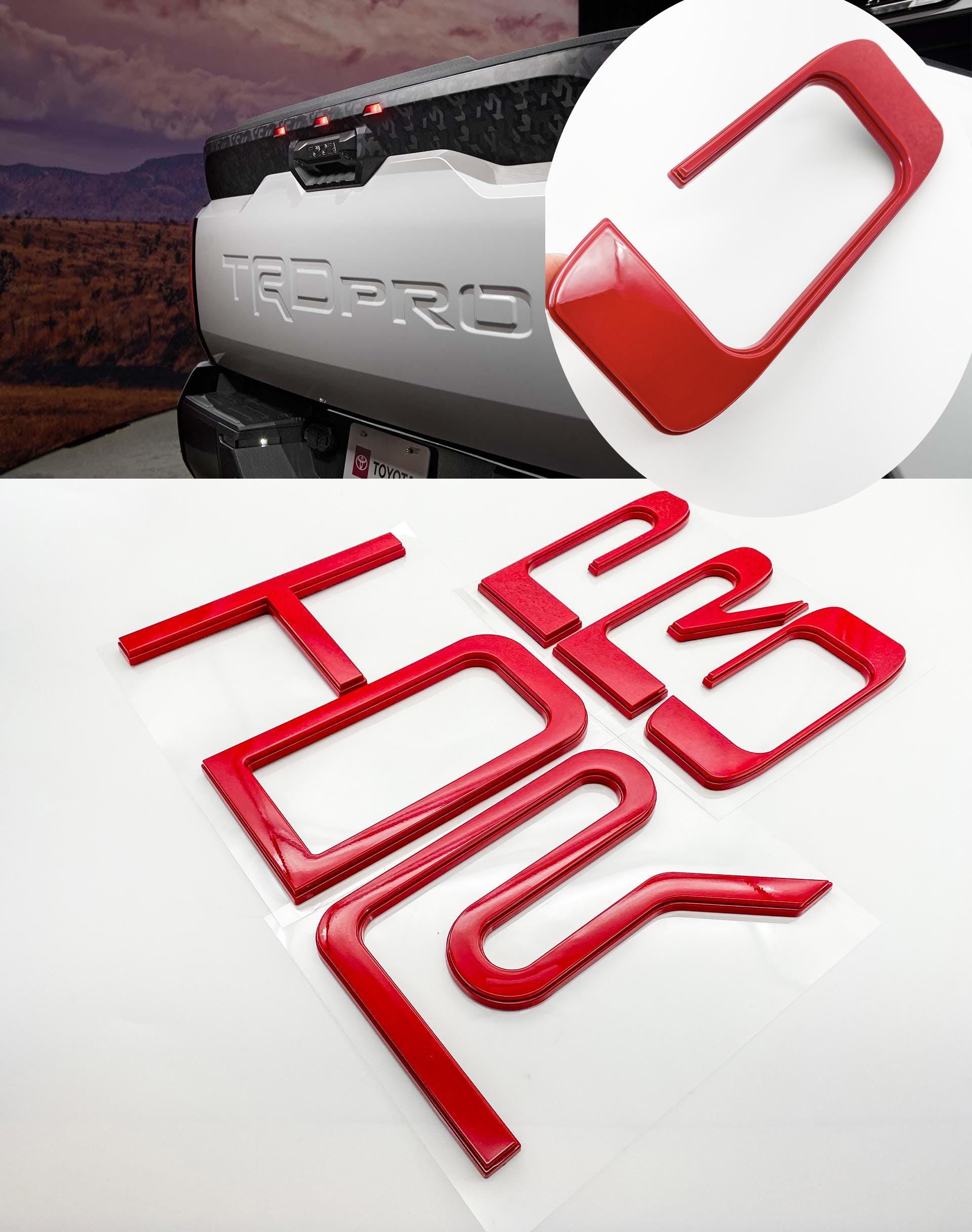 Red Raised Tailgate Insert Letters Tailgate Letters Insert Plastic ABS Badge Fits 2022+ Tundra TRD Pro Tailgate Decals