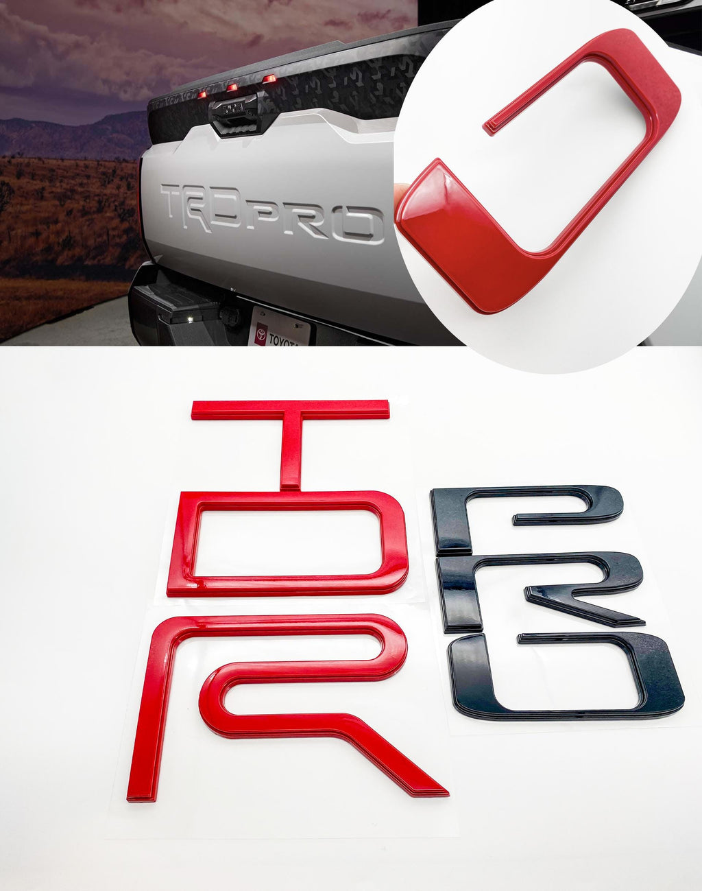Red Black Raised Tailgate Insert Letters Tailgate Letters Insert Plastic ABS Badge Fits 2022+ Tundra TRD Pro Tailgate Decals