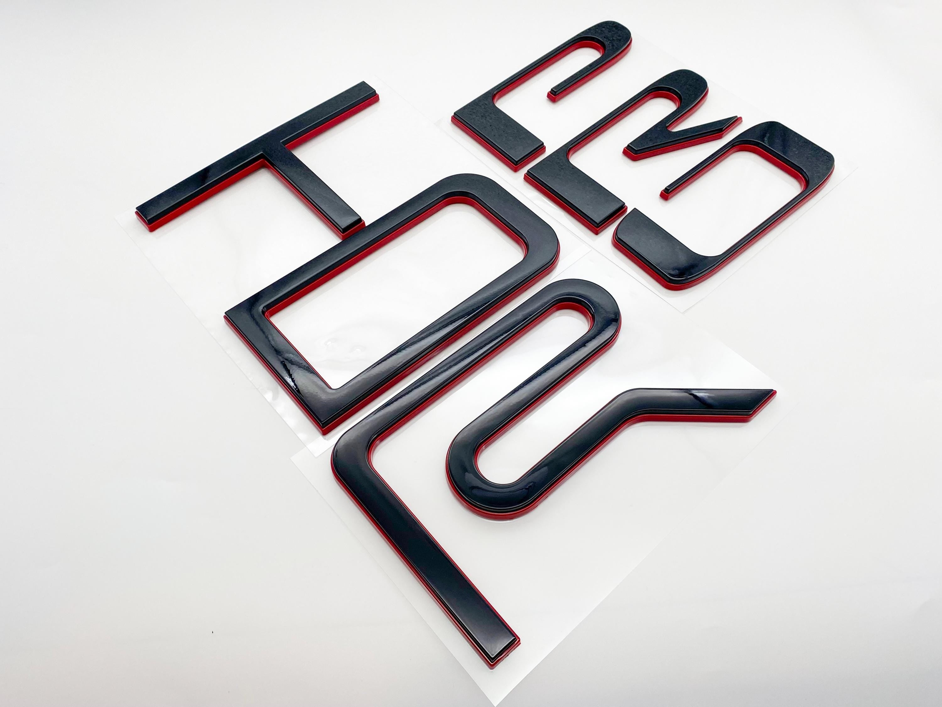 Black with Red outline Raised Tailgate Insert Letters Tailgate Letters Insert Plastic ABS Badge Fits 2022+ Tundra TRD Pro Tailgate Decals