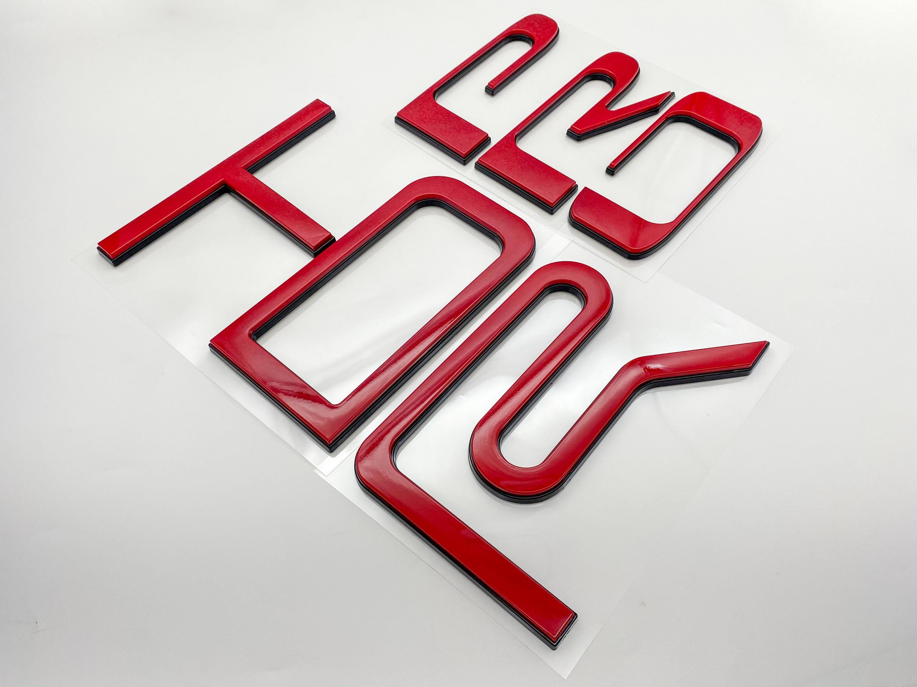 Red with Black outline Raised Tailgate Insert Letters Tailgate Letters Insert Plastic ABS Badge Fits 2022+ Tundra TRD Pro Tailgate Decals