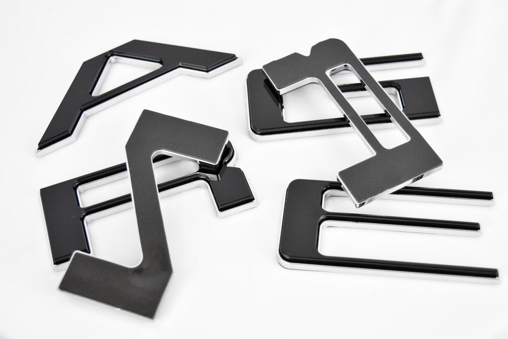 Black with Chrome Outline Raised Tailgate Insert Letters Tailgate Letters Insert Plastic Badge Fits 2019-2023 2024 and up Ranger Tailgate