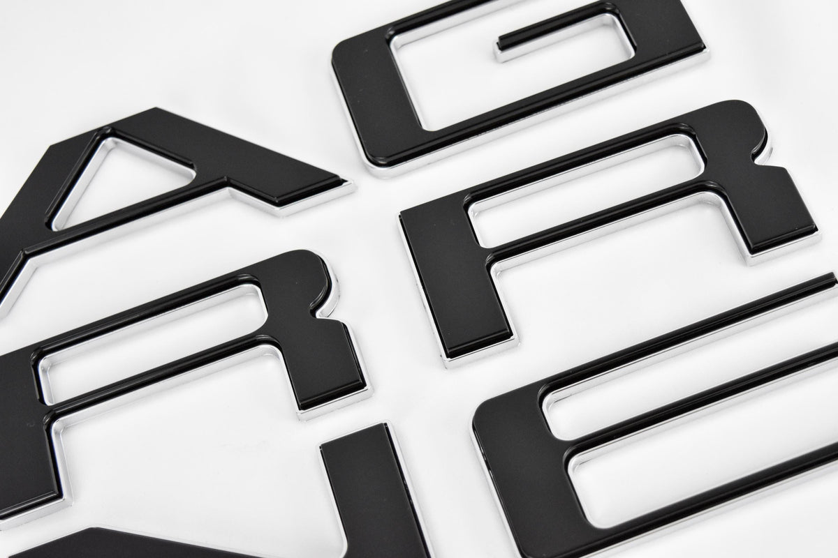 Black with Chrome Outline Raised Tailgate Insert Letters Tailgate Letters Insert Plastic Badge Fits 2019-2023 2024 and up Ranger Tailgate