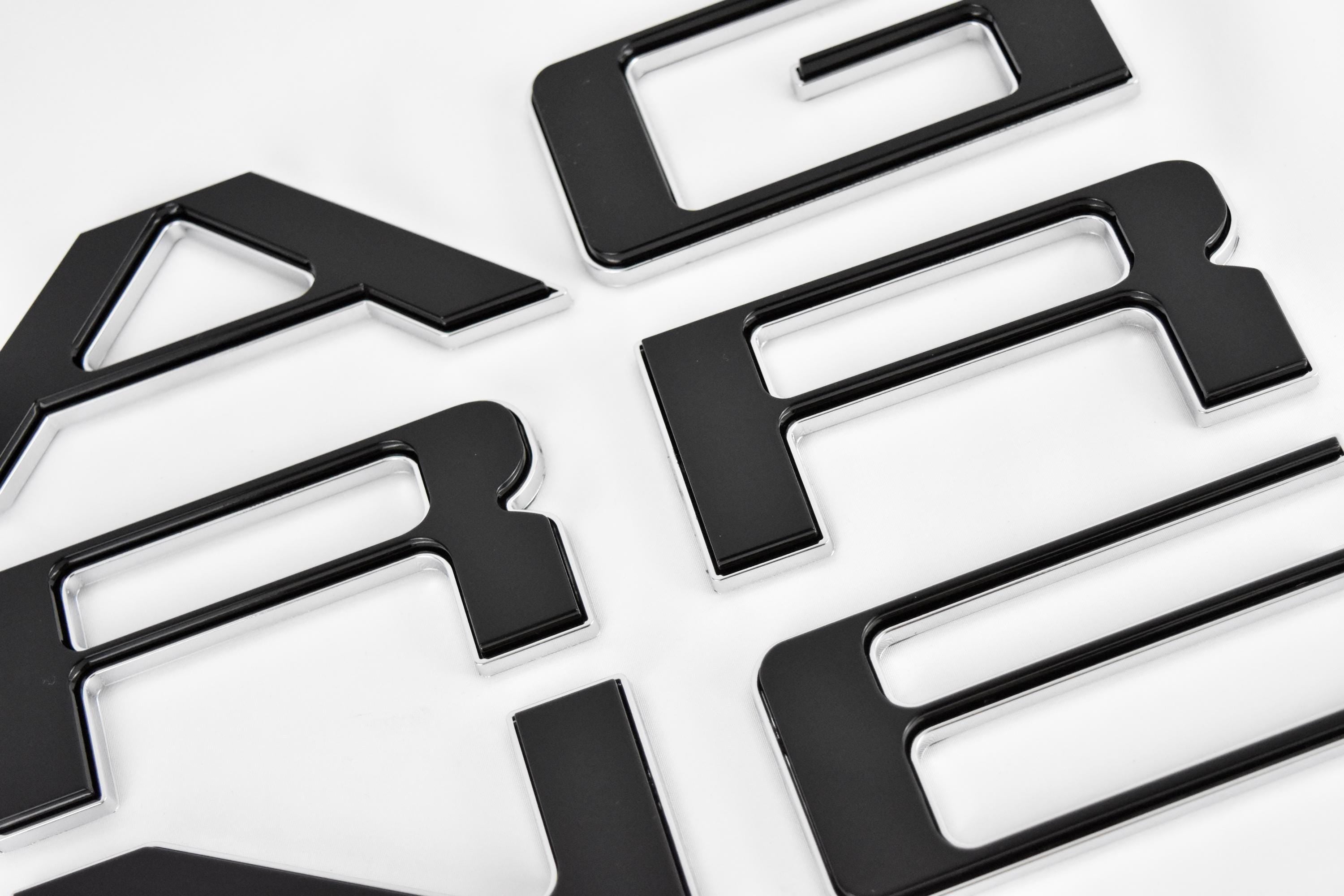 Black with Chrome Outline Raised Tailgate Insert Letters Tailgate Letters Insert Plastic Badge Fits 2019-2023 2024 and up Ranger Tailgate