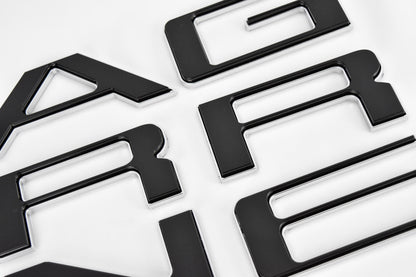 Black with Chrome Outline Raised Tailgate Insert Letters Tailgate Letters Insert Plastic Badge Fits 2019-2023 2024 and up Ranger Tailgate
