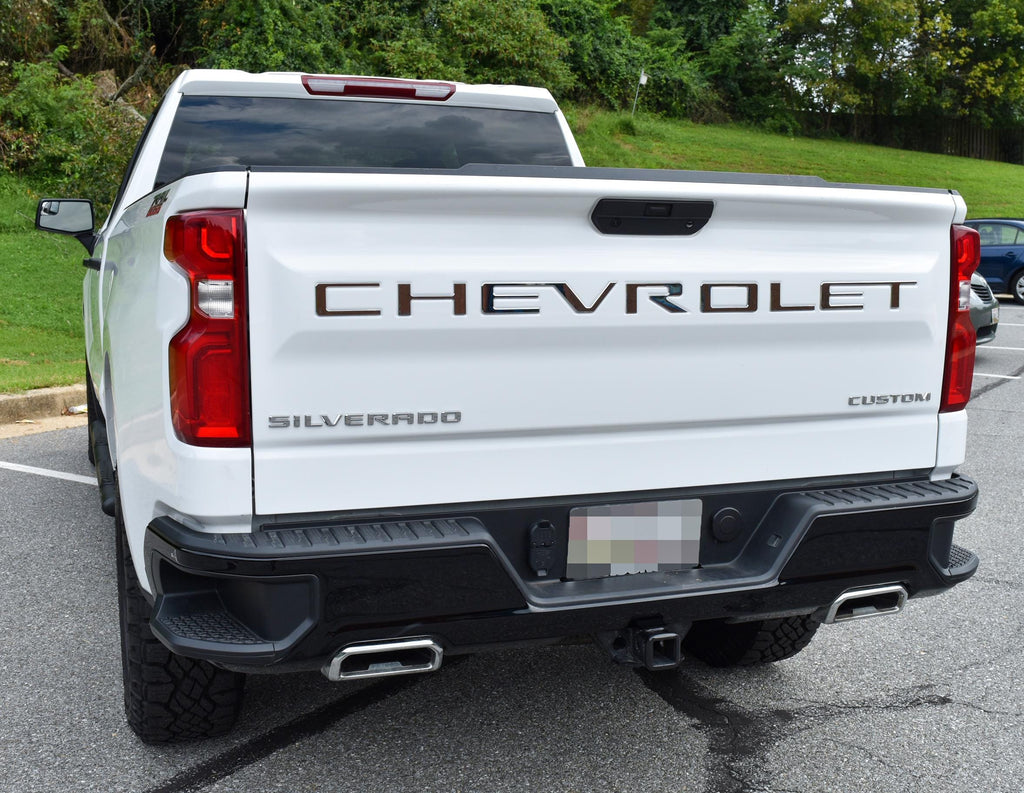 Chrome 3D Raised Coated Tailgate Letter Inserts Decals Fit With Chevrolet Silverado 2019-2024 Model