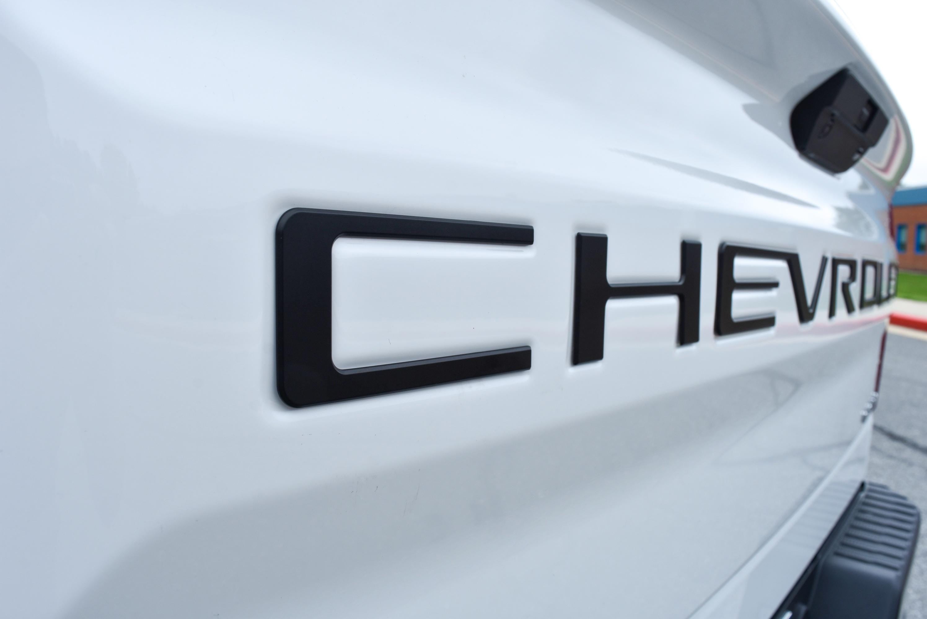 Matte Black 3D Raised Coated Tailgate Letter Inserts Decals Fit With Chevrolet Silverado 2019-2024 Model