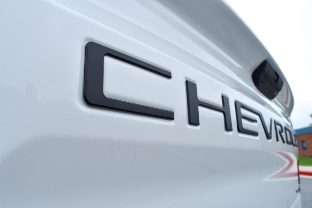 Matte Black 3D Raised Coated Tailgate Letter Inserts Decals Fit With Chevrolet Silverado 2019-2024 Model