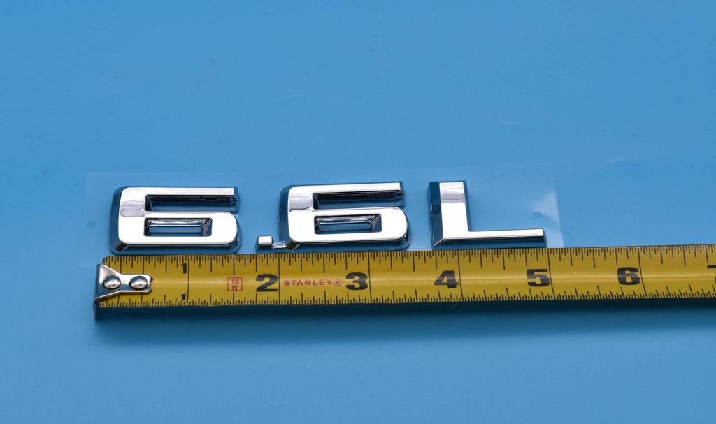 Chrome 6.6L Solid Replacement Emblems Letter Decals Badge Fit With Chevrolet Silverado 2019-2024 Model