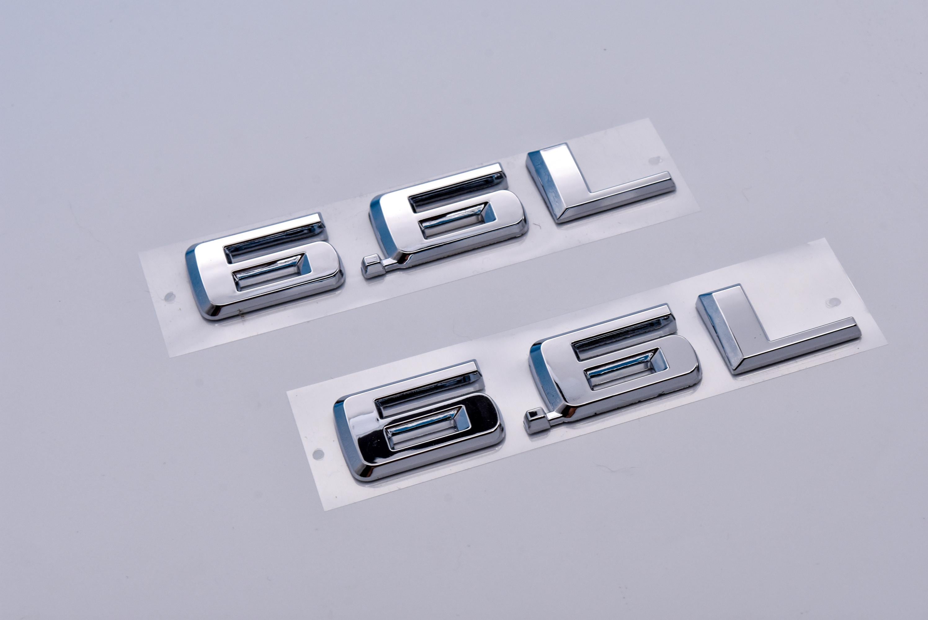 Chrome 6.6L Solid Replacement Emblems Letter Decals Badge Fit With Chevrolet Silverado 2019-2024 Model