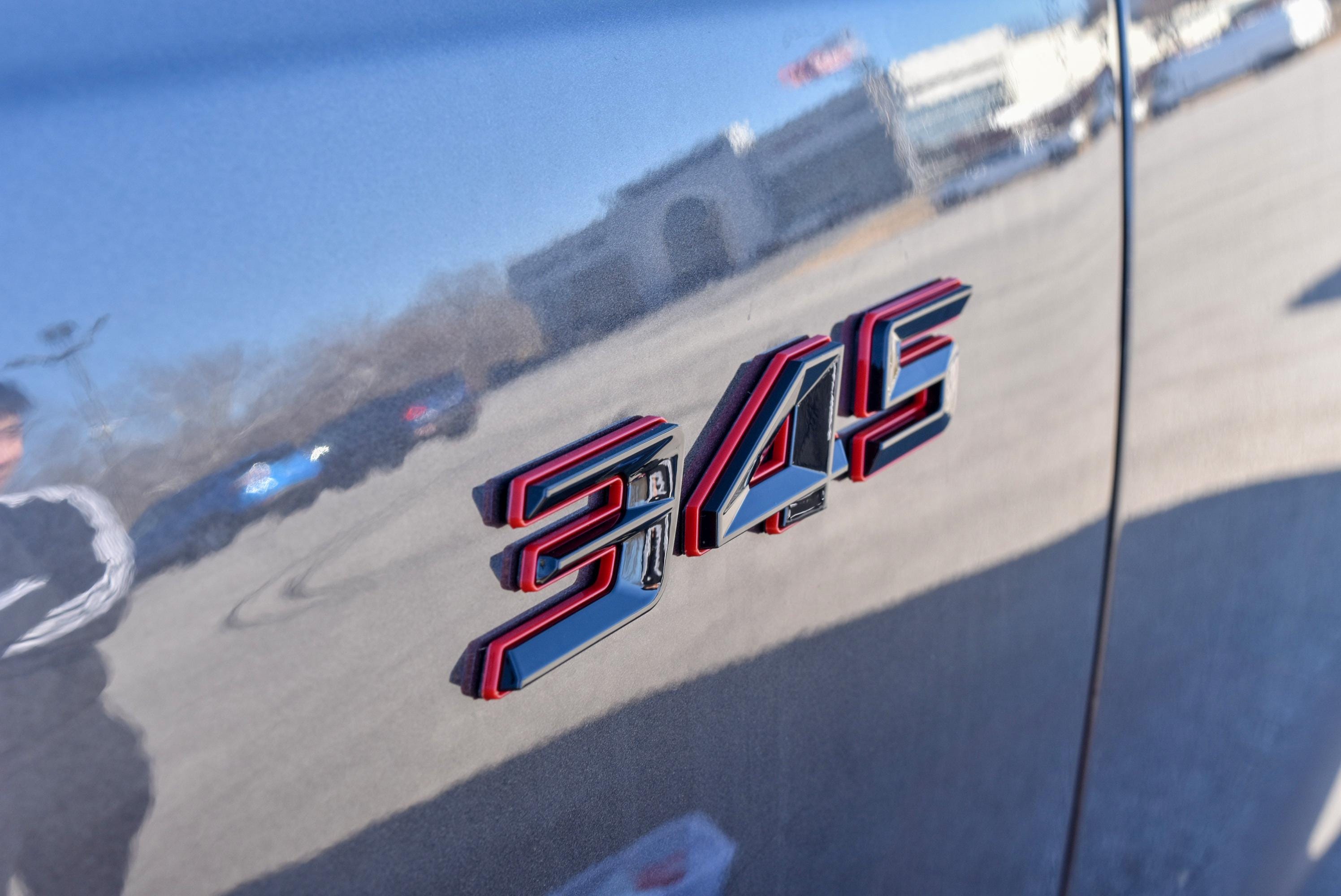 345 Fender Badges Black with Red Emblem Angry Aggressive Car Badge | 2 BADGES | 345 3D Fender Badges