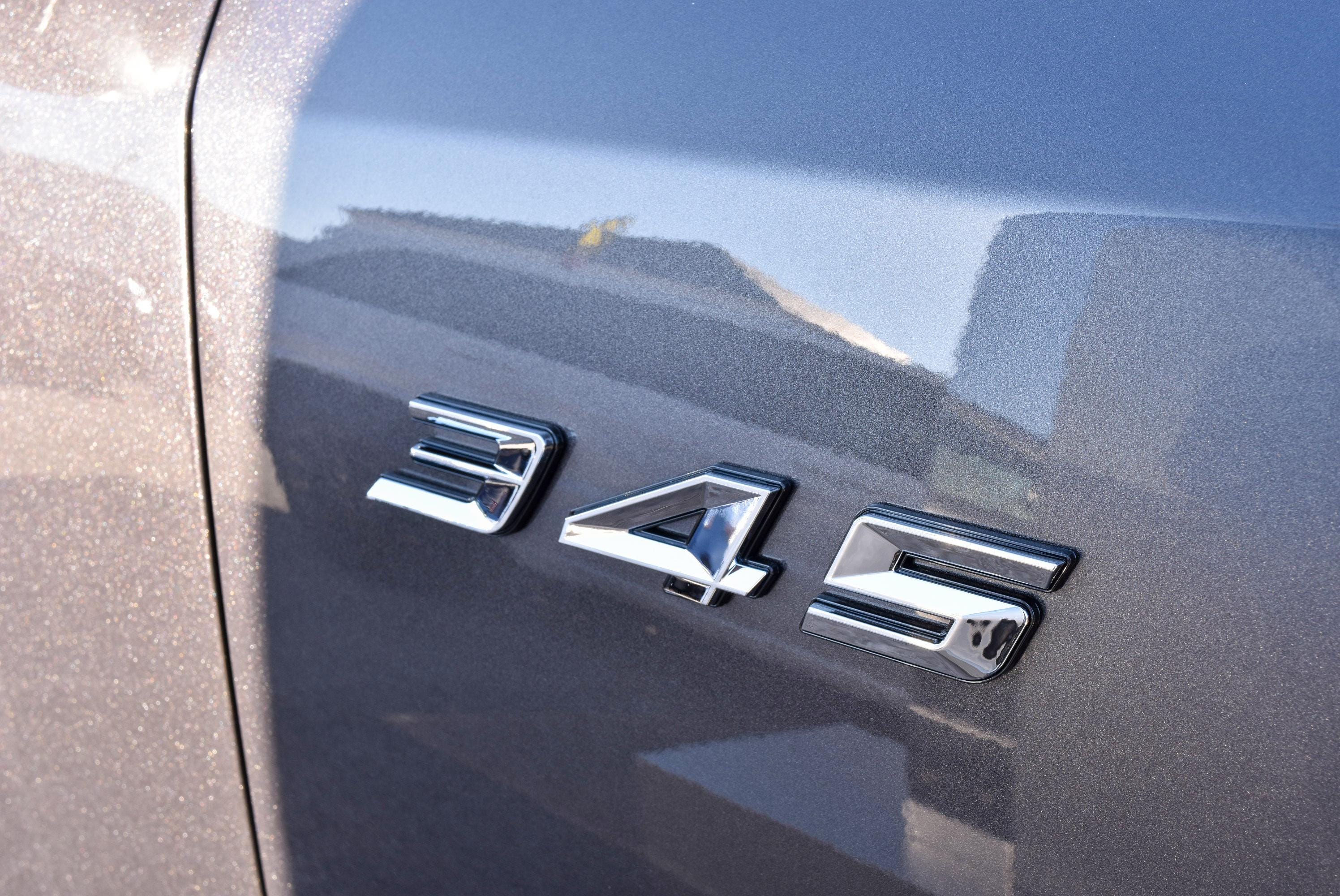 345 Fender Badges Chrome with Black Emblem Angry Aggressive Car Badge | 2 BADGES | 345 3D Fender Badges