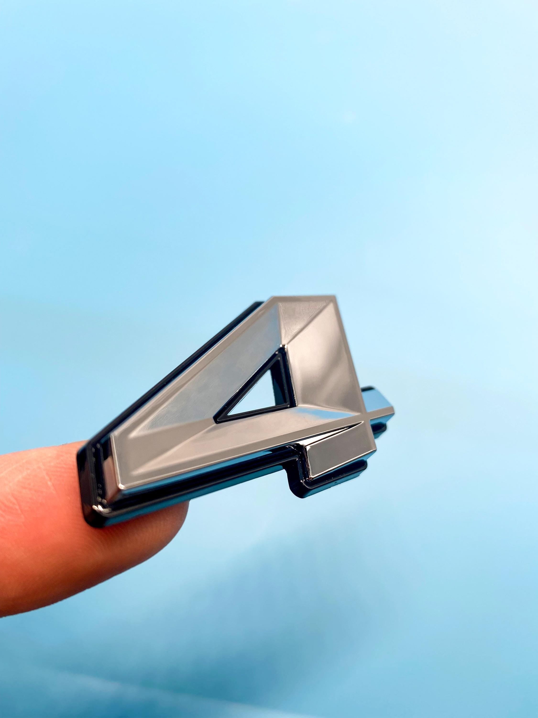 345 Fender Badges Chrome with Black Emblem Angry Aggressive Car Badge | 2 BADGES | 345 3D Fender Badges