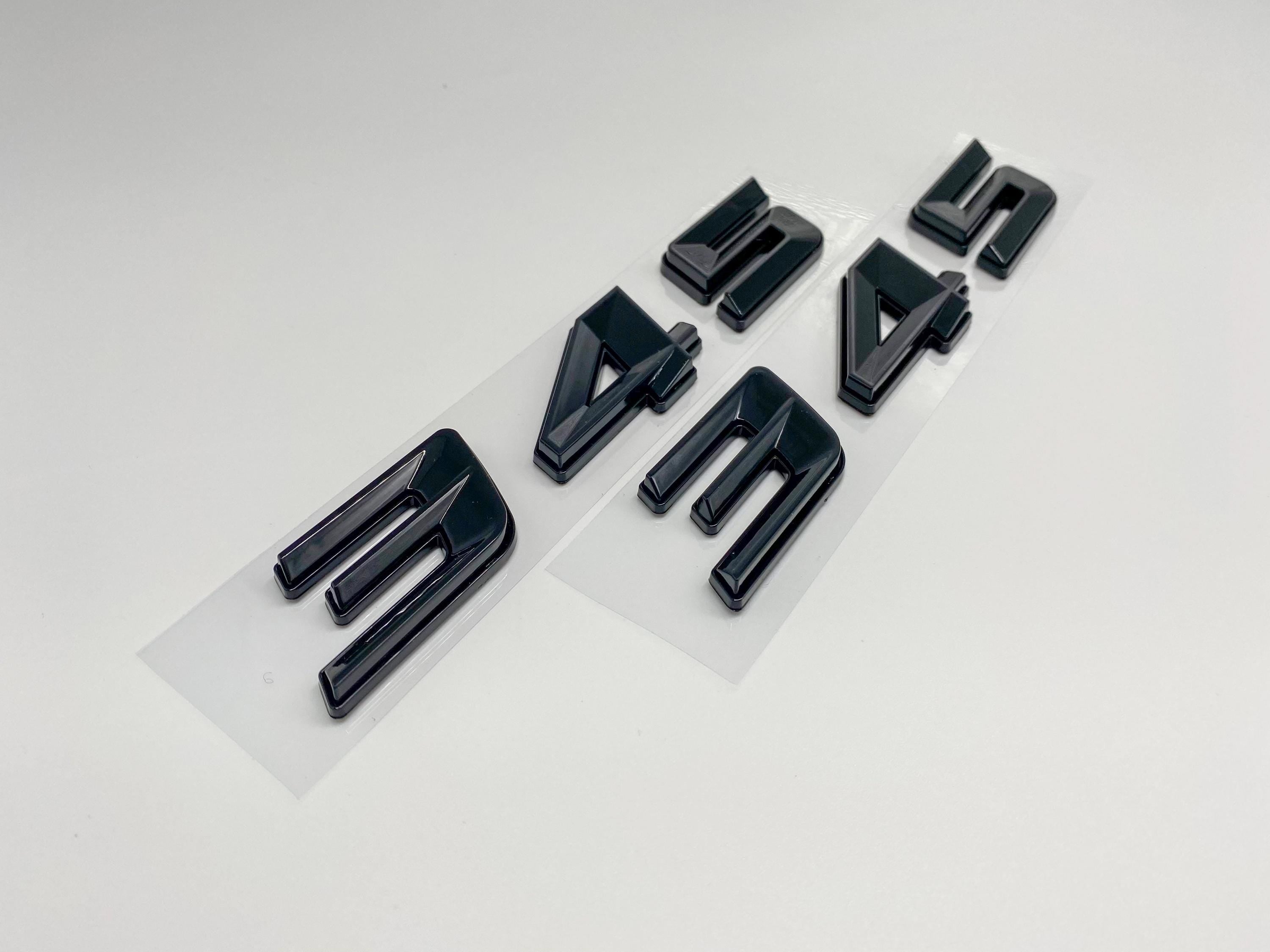 345 Fender Badges Matte Black Emblem Angry Aggressive Car Badge | 2 BADGES | 345 3D Fender Badges