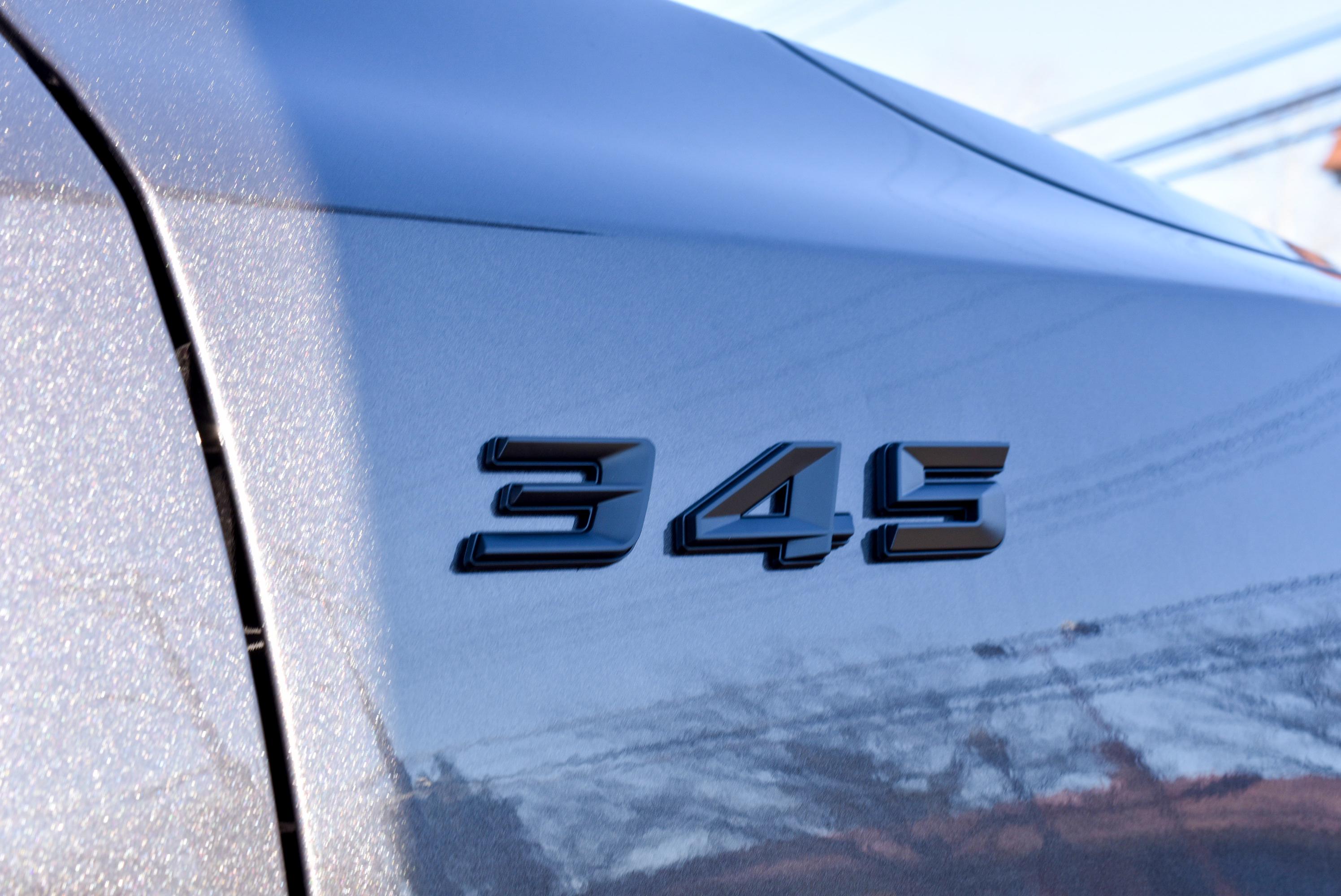 345 Fender Badges Matte Black Emblem Angry Aggressive Car Badge | 2 BADGES | 345 3D Fender Badges