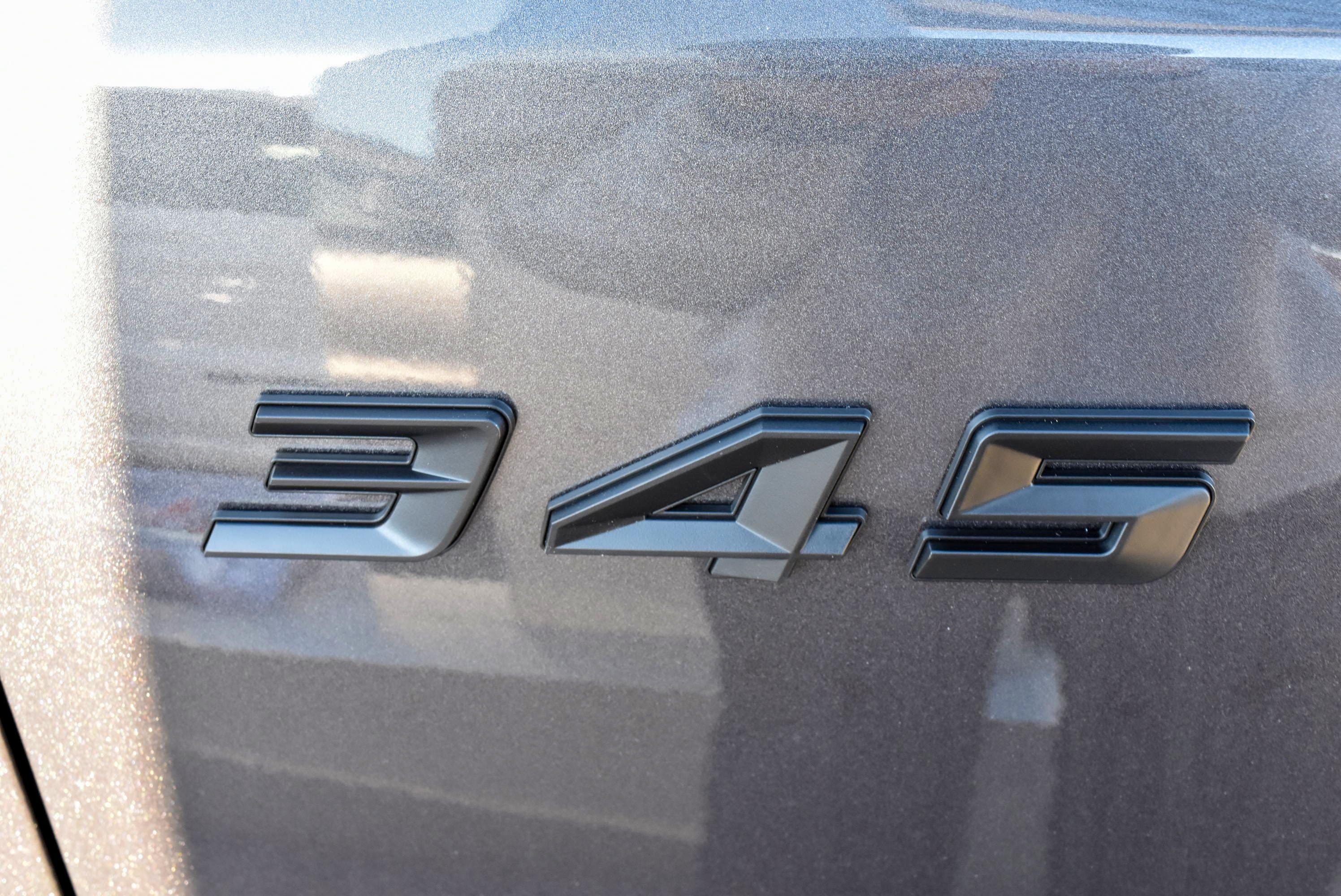 345 Fender Badges Matte Black Emblem Angry Aggressive Car Badge | 2 BADGES | 345 3D Fender Badges