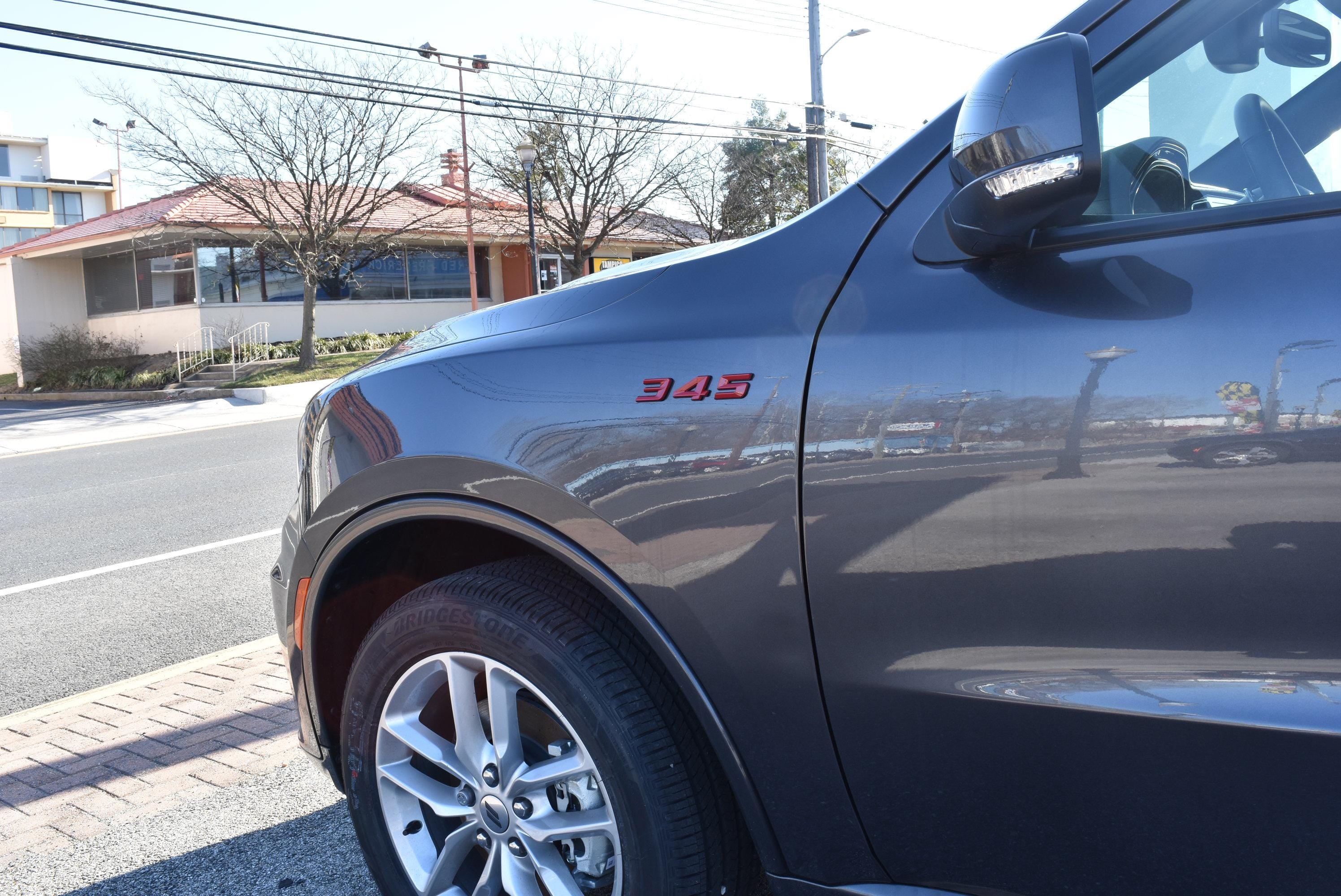 345 Fender Badges Red with Black Emblem Angry Aggressive Car Badge | 2 BADGES | 345 3D Fender Badges