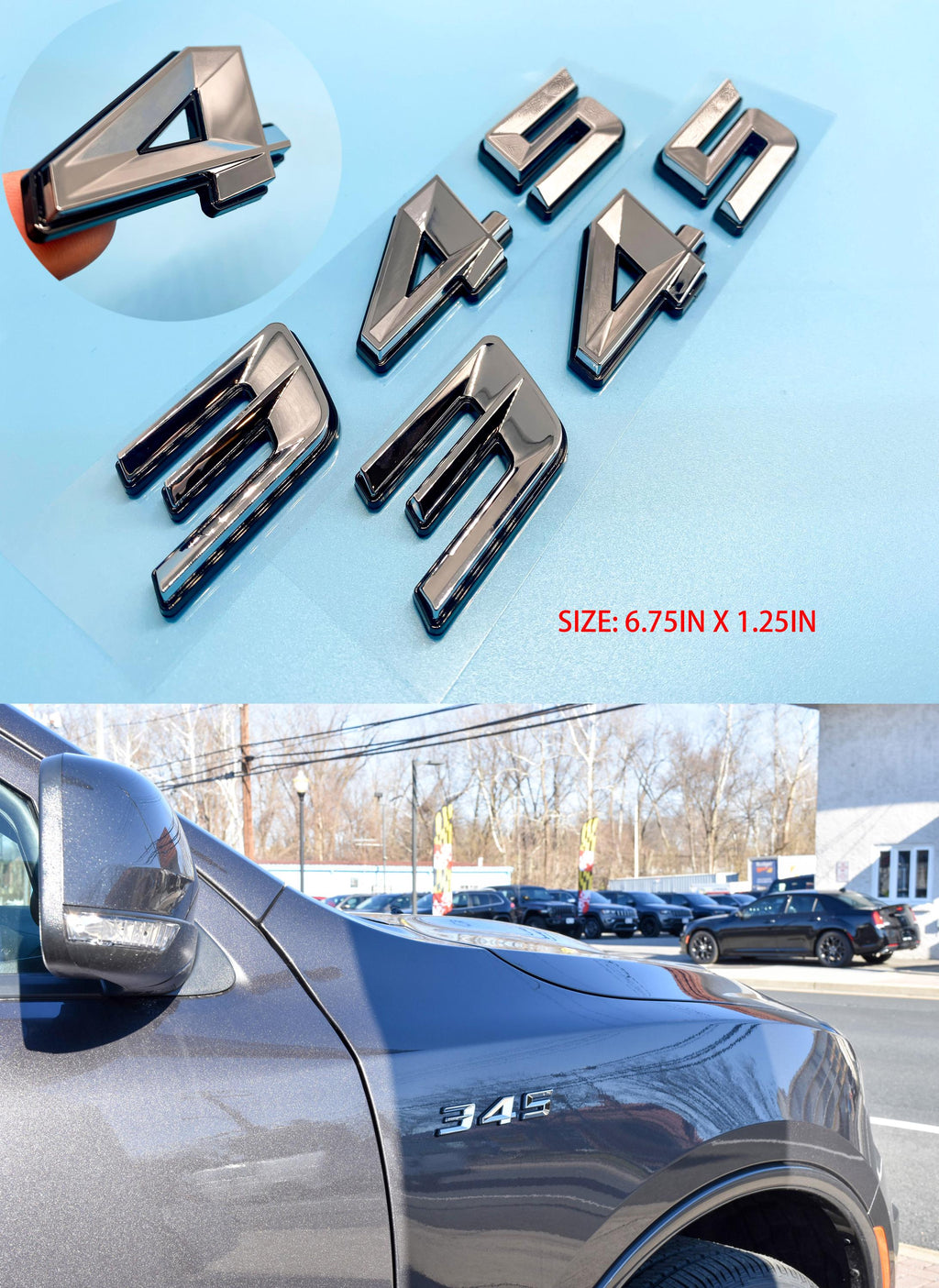 345 Fender Badges  Emblem Angry Aggressive Car Badge | 2 BADGES | 345 3D Fender Badges