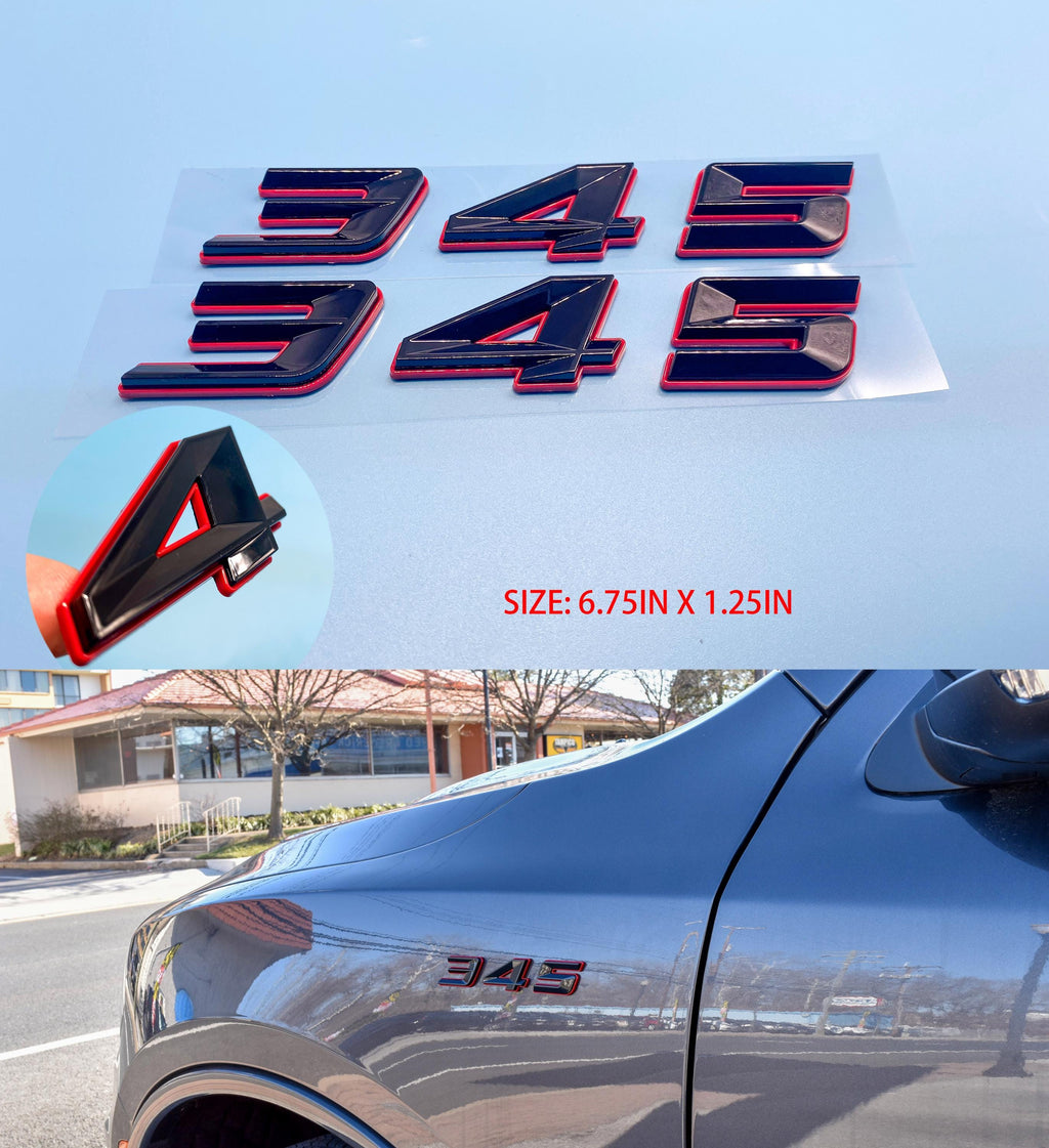 345 Fender Badges  Emblem Angry Aggressive Car Badge | 2 BADGES | 345 3D Fender Badges