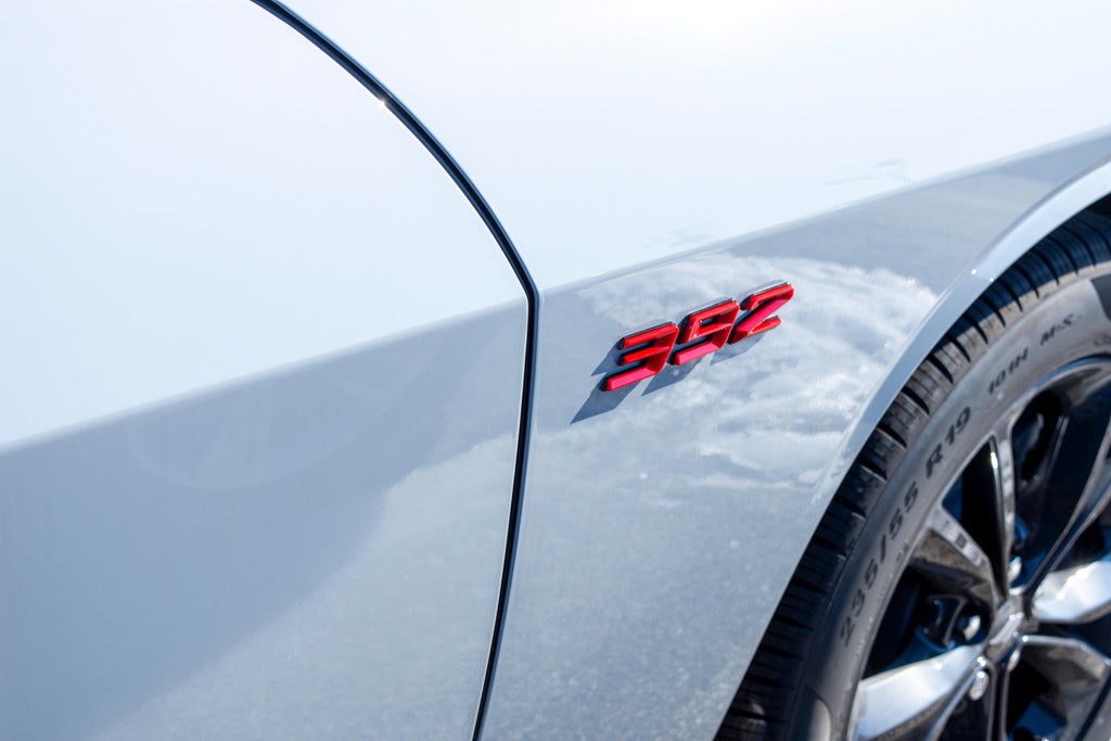 392 Red With Black Fender Badges  Emblem Angry Aggressive Car Badge | 2 BADGES | 345 3D Fender Badges