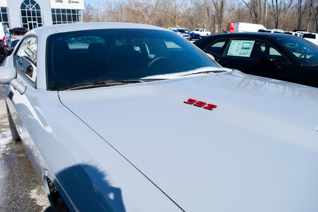 392 Red With Black Fender Badges  Emblem Angry Aggressive Car Badge | 2 BADGES | 345 3D Fender Badges