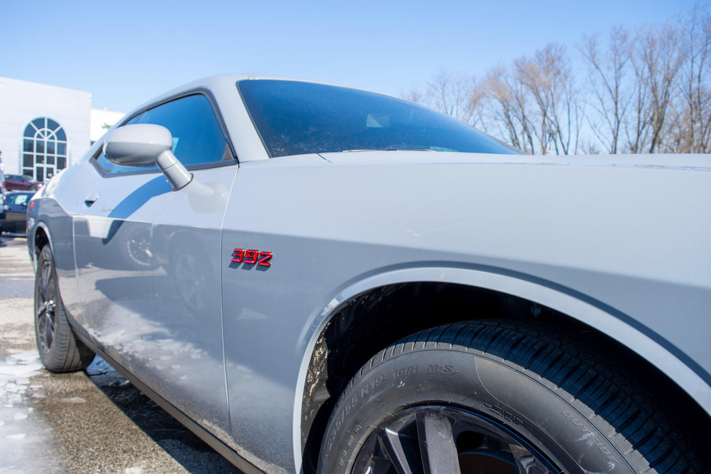 392 Red With Black Fender Badges  Emblem Angry Aggressive Car Badge | 2 BADGES | 345 3D Fender Badges