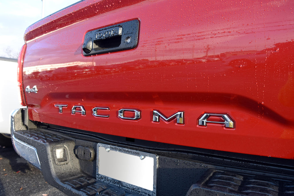 Chrome with Black Outline Raised Tailgate Insert Letters Tailgate Letters Insert Plastic ABS Badge Fits 2016-2023 Toyota Tacoma