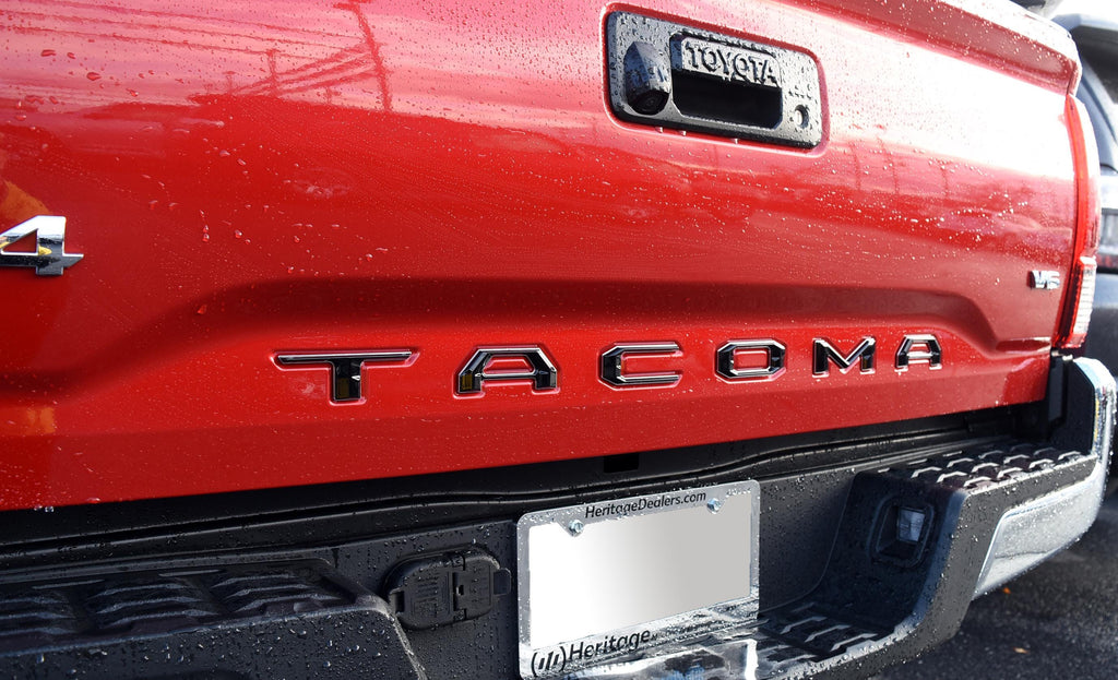 Black with Chrome Outline Raised Tailgate Insert Letters Tailgate Letters Insert Plastic ABS Badge Fits 2016-2023 Toyota Tacoma