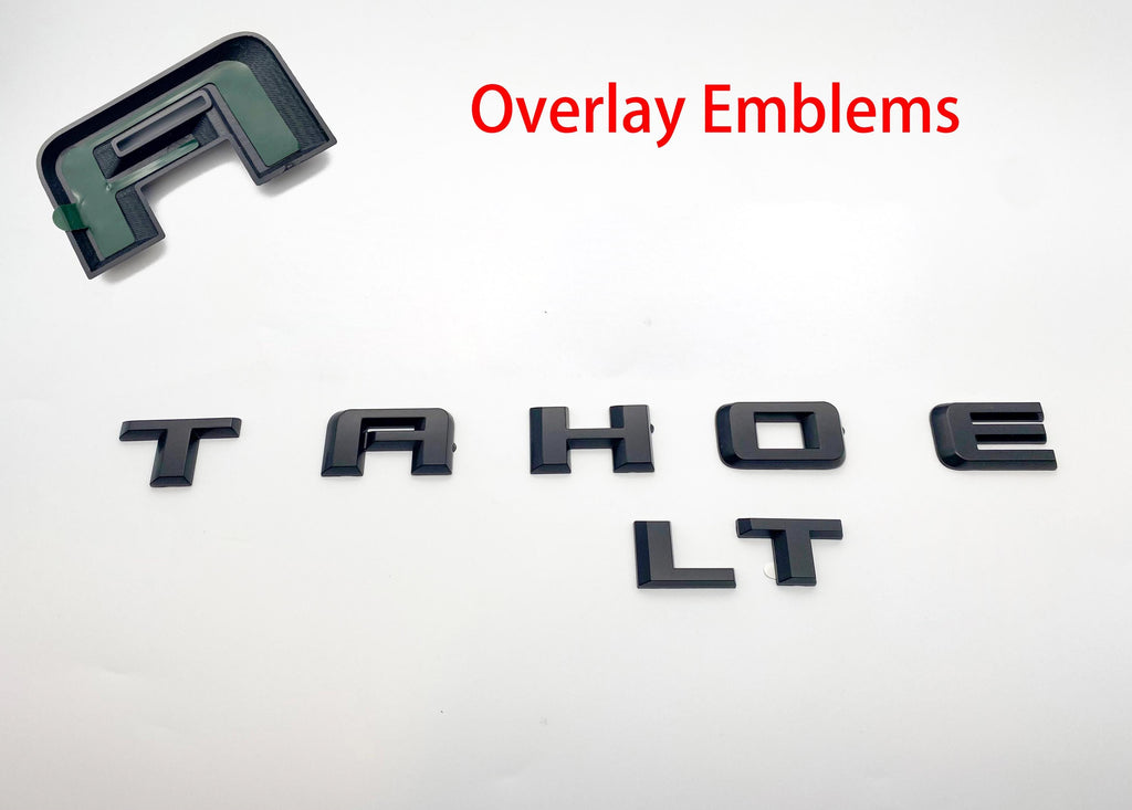2PC Matte black Door Rear TAHOE LT OVERLAY Emblems Letters 2021+ Chevrolet Tahoe