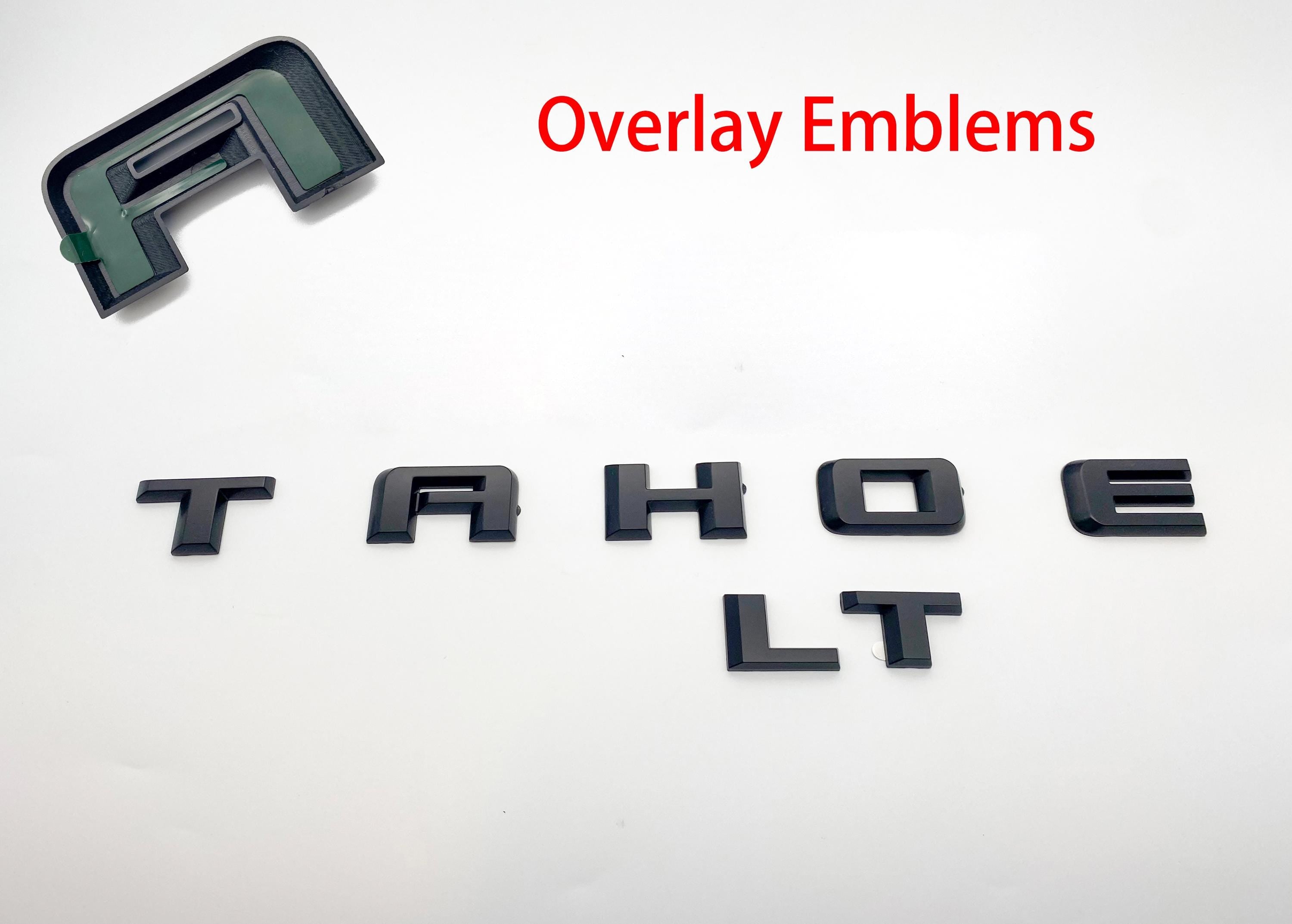 2PC Matte black Door Rear TAHOE LT OVERLAY Emblems Letters 2021+ Chevrolet Tahoe
